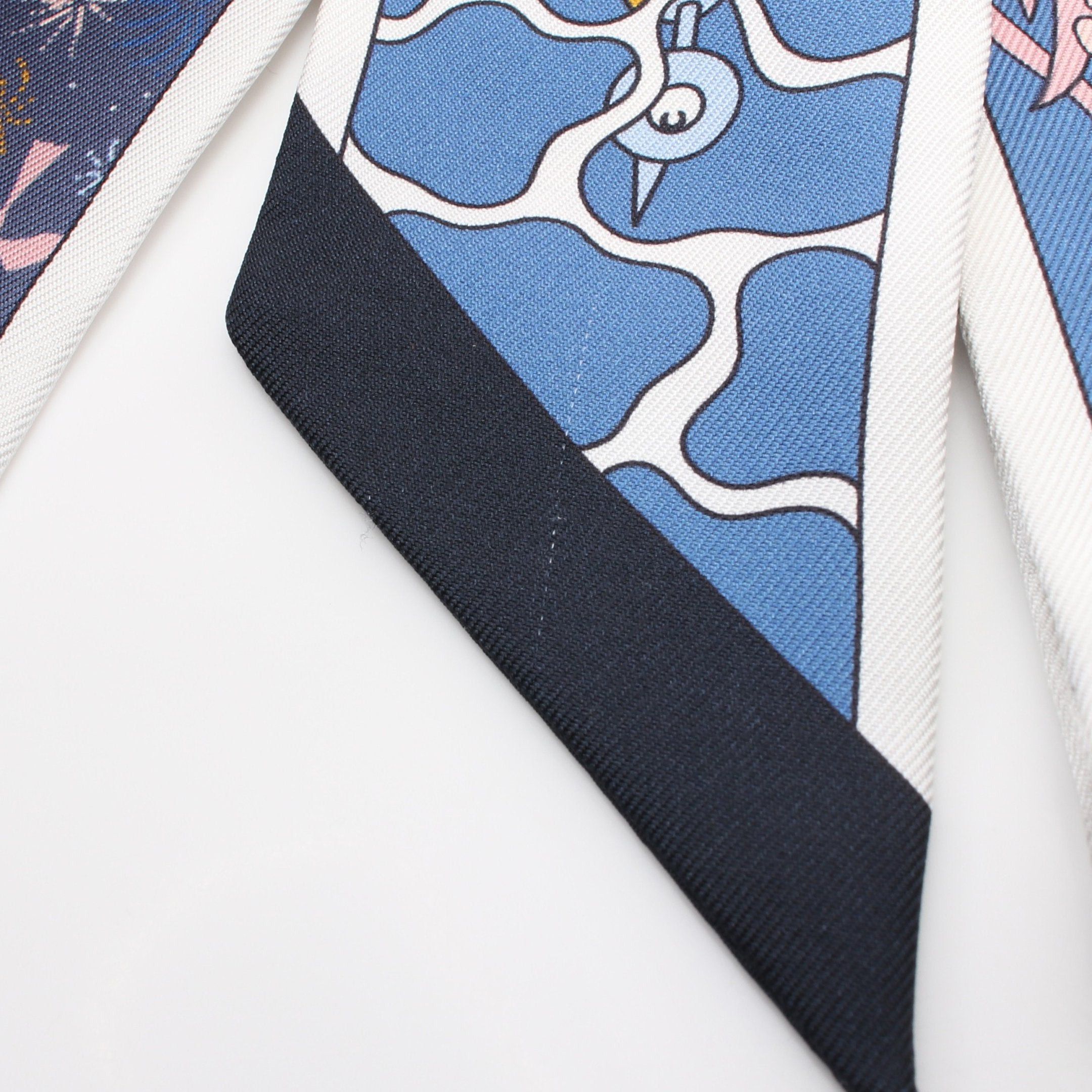 Hermes Hermes Twilly Factory Suite Ribbon Scarf Silk White Multicolor Size ONE SIZE - 5 Thumbnail