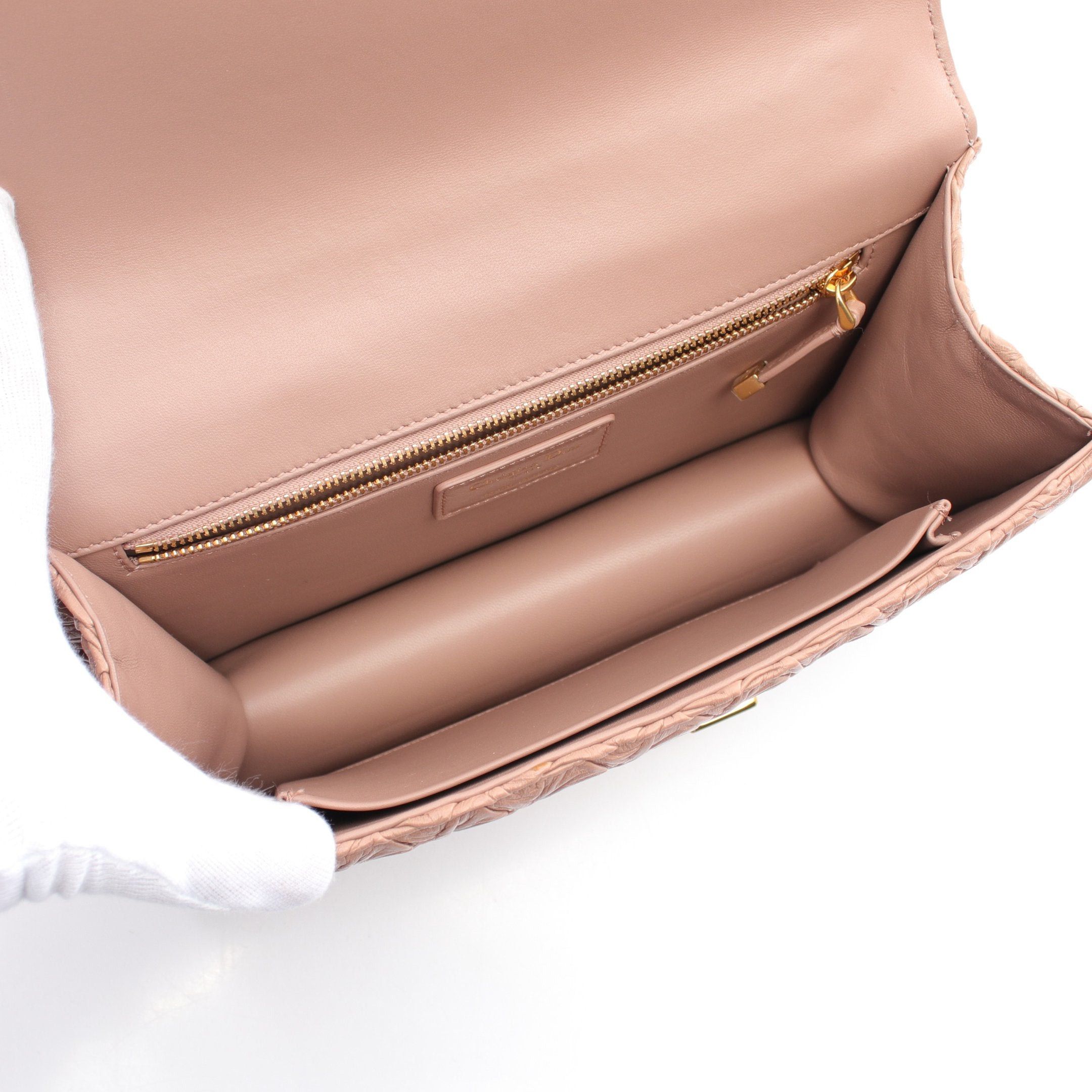 Dior Dior 30 Montaigne Chain Shoulder Bag Gather Leather Pink Beige Size ONE SIZE - 3 Thumbnail