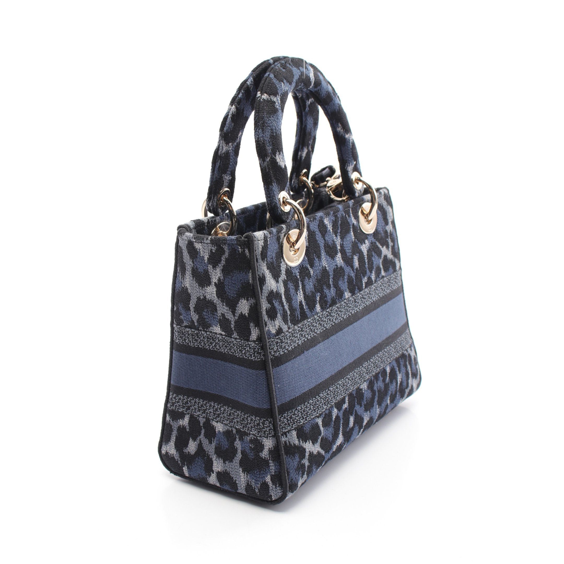 Dior Dior Lady Handbag Leopard Print Canvas Navy Black Blue Gray Size ONE SIZE - 2 Thumbnail
