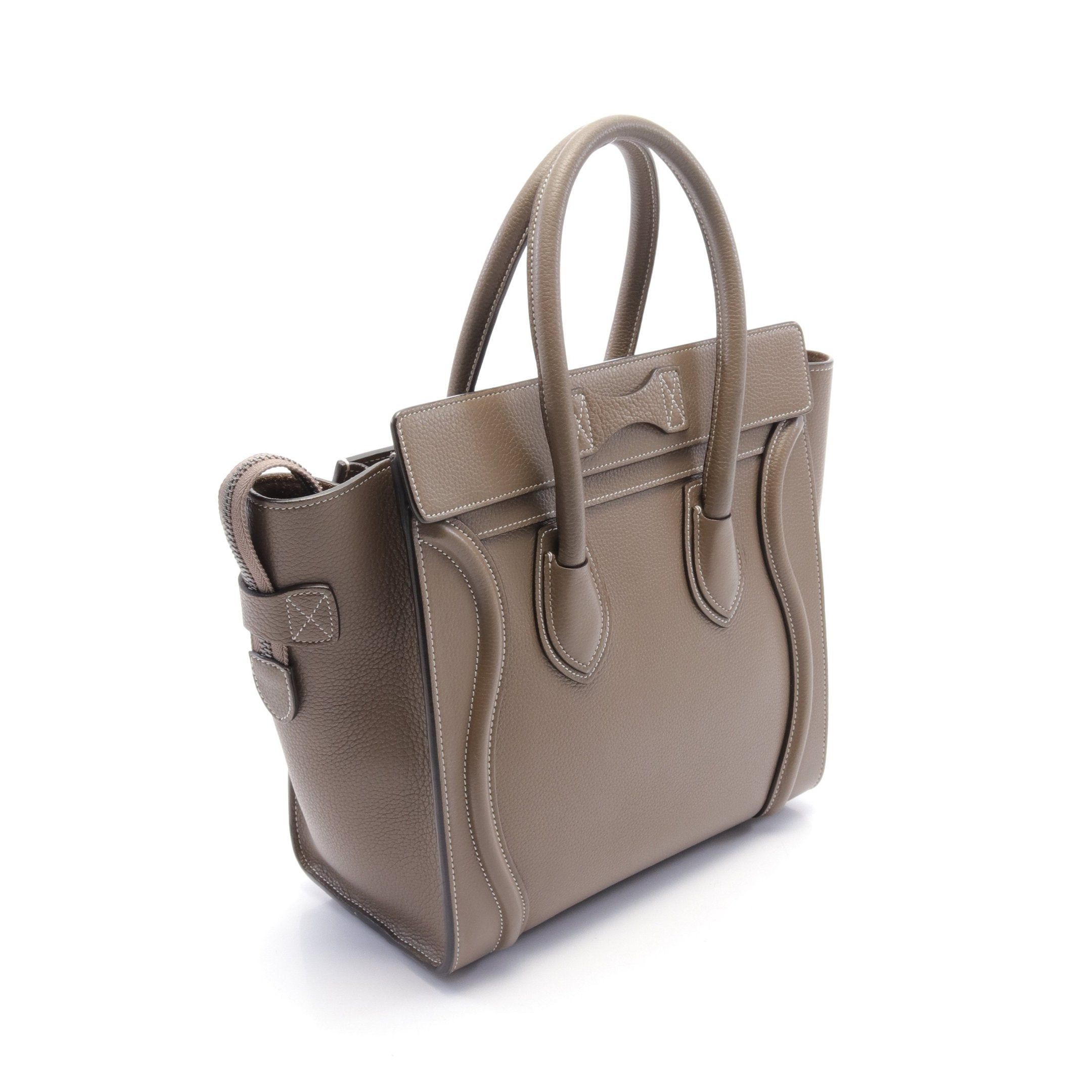 Celine Celine Luggage Micro Shopper Handbag Tote Bag Leather Gray Brown Size ONE SIZE - 2 Thumbnail