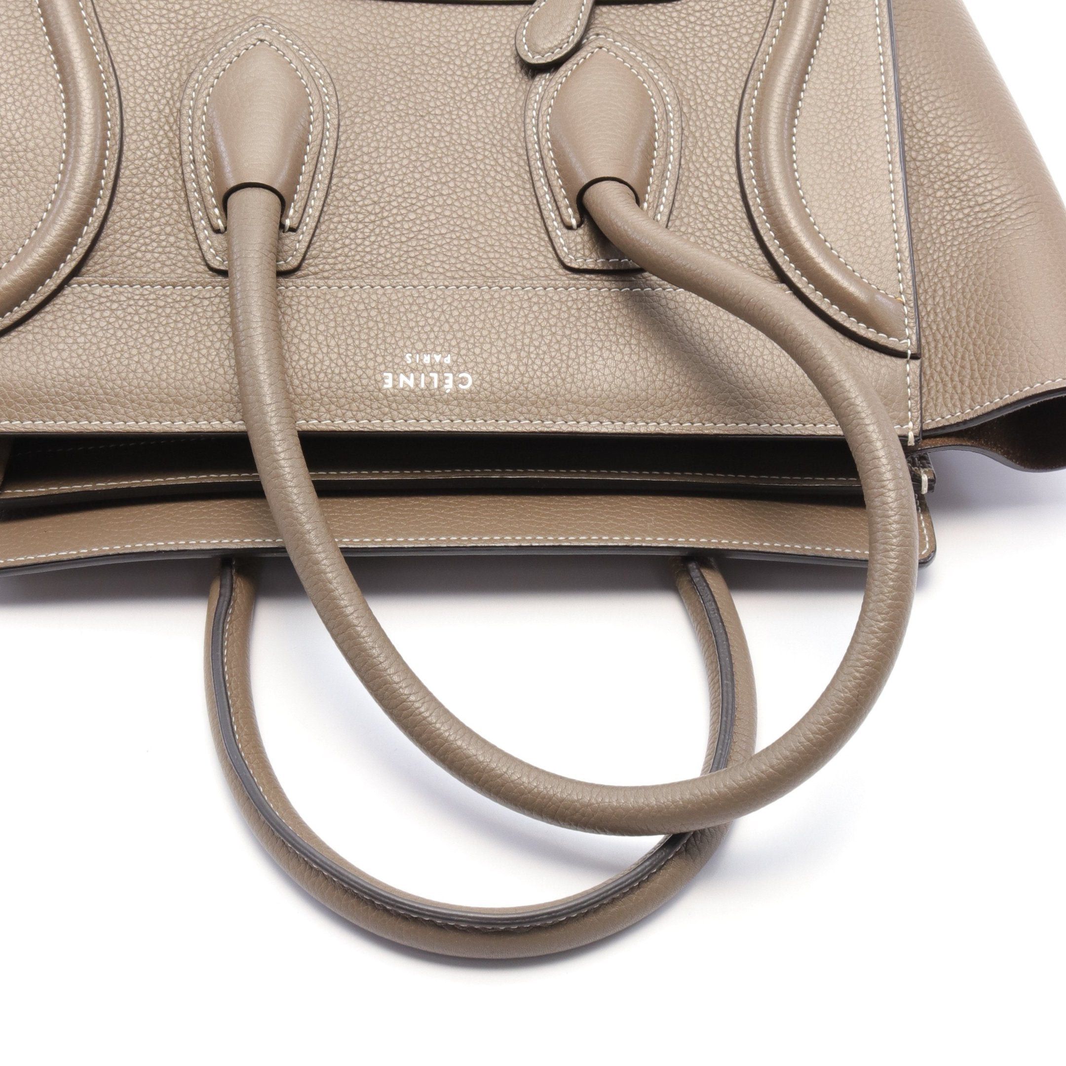 Celine Celine Luggage Micro Shopper Handbag Tote Bag Leather Gray Brown Size ONE SIZE - 7 Thumbnail