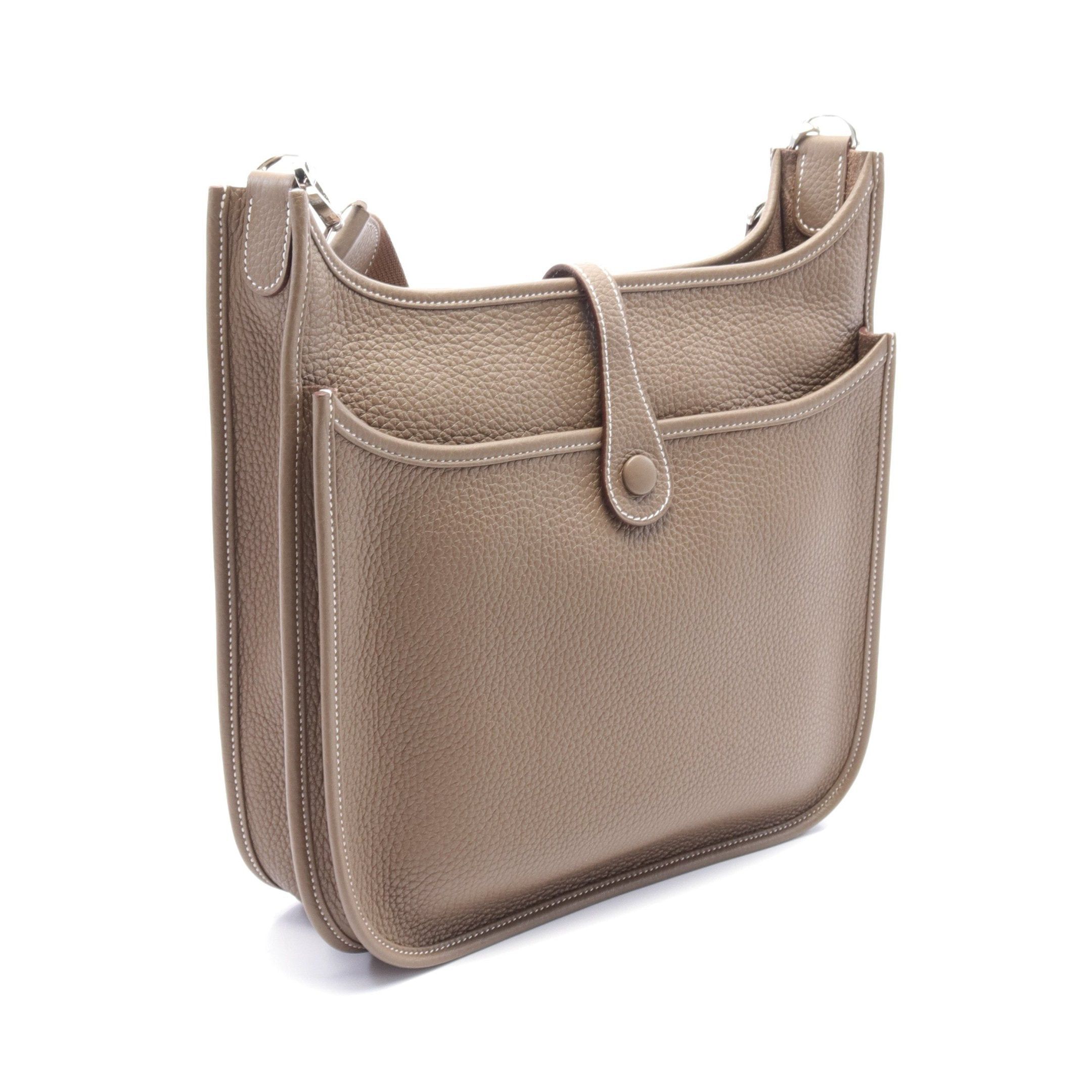 Hermes Hermes Evelyn 3 Troyes Pm Etoupe Shoulder Bag Clemence Leather Gray Brown Silver Hardware Double Engraved Size ONE SIZE - 2 Thumbnail