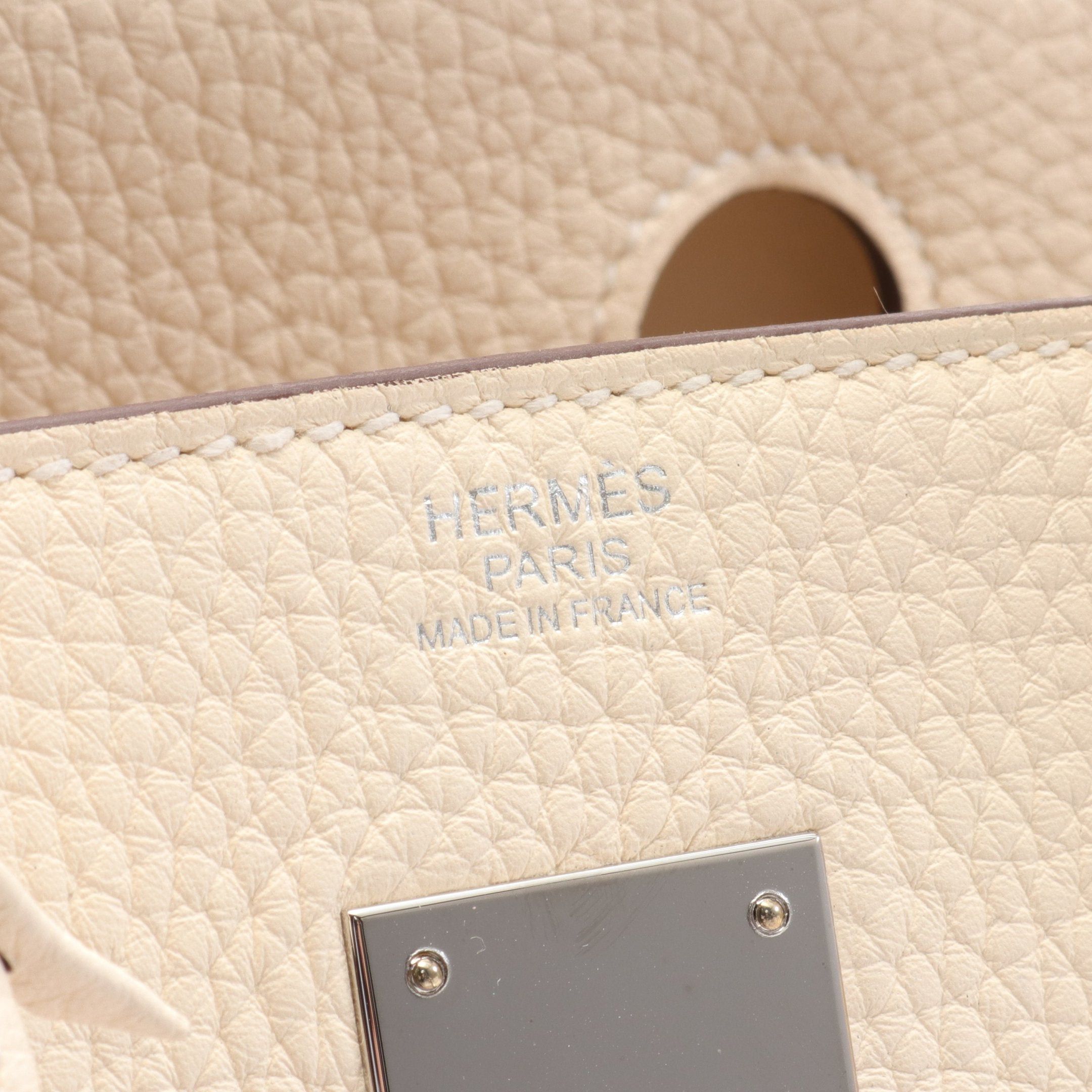 Hermes Hermes Birkin 30 Handbag Clemence Leather Ivory Silver Hardware U Stamp Size ONE SIZE - 4 Thumbnail
