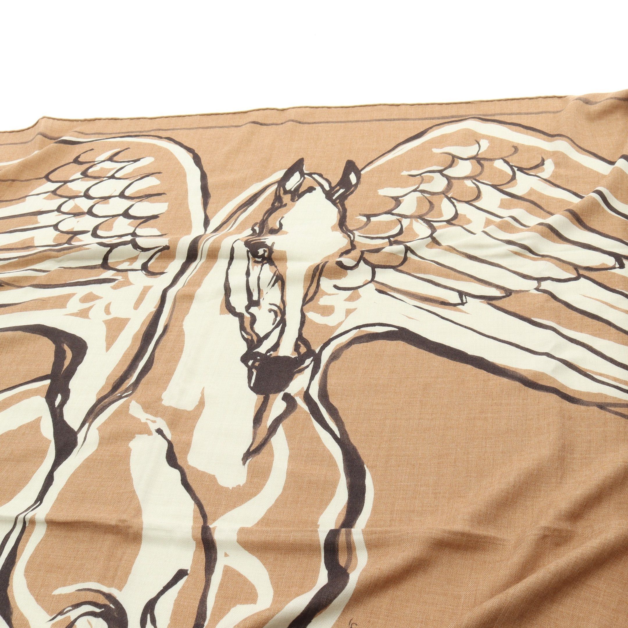 Hermes Hermes Carréjean Carres 140 Libre Comme Pegase Scarf Shawl Cashmere Silk Brown Multicolor Size ONE SIZE - 4 Thumbnail