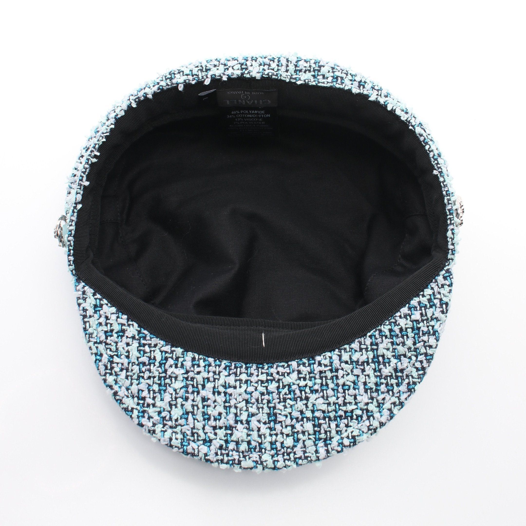 Chanel Chanel Coco Mark Tweed Casquette Hat Polyamide Light Blue Multicolor Size ONE SIZE - 3 Thumbnail