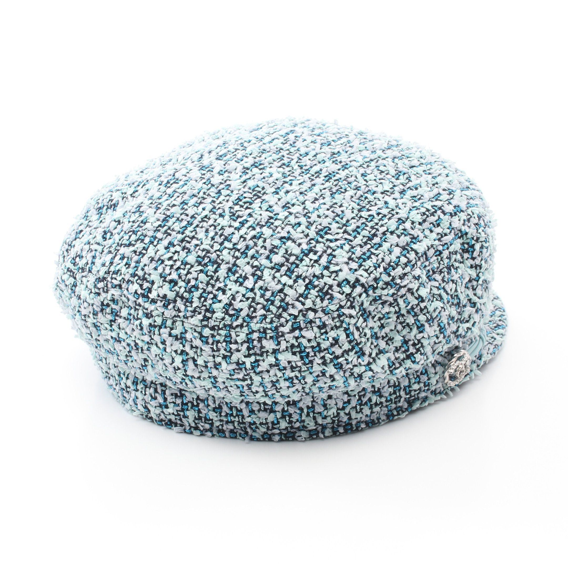Chanel Chanel Coco Mark Tweed Casquette Hat Polyamide Light Blue Multicolor Size ONE SIZE - 2 Thumbnail
