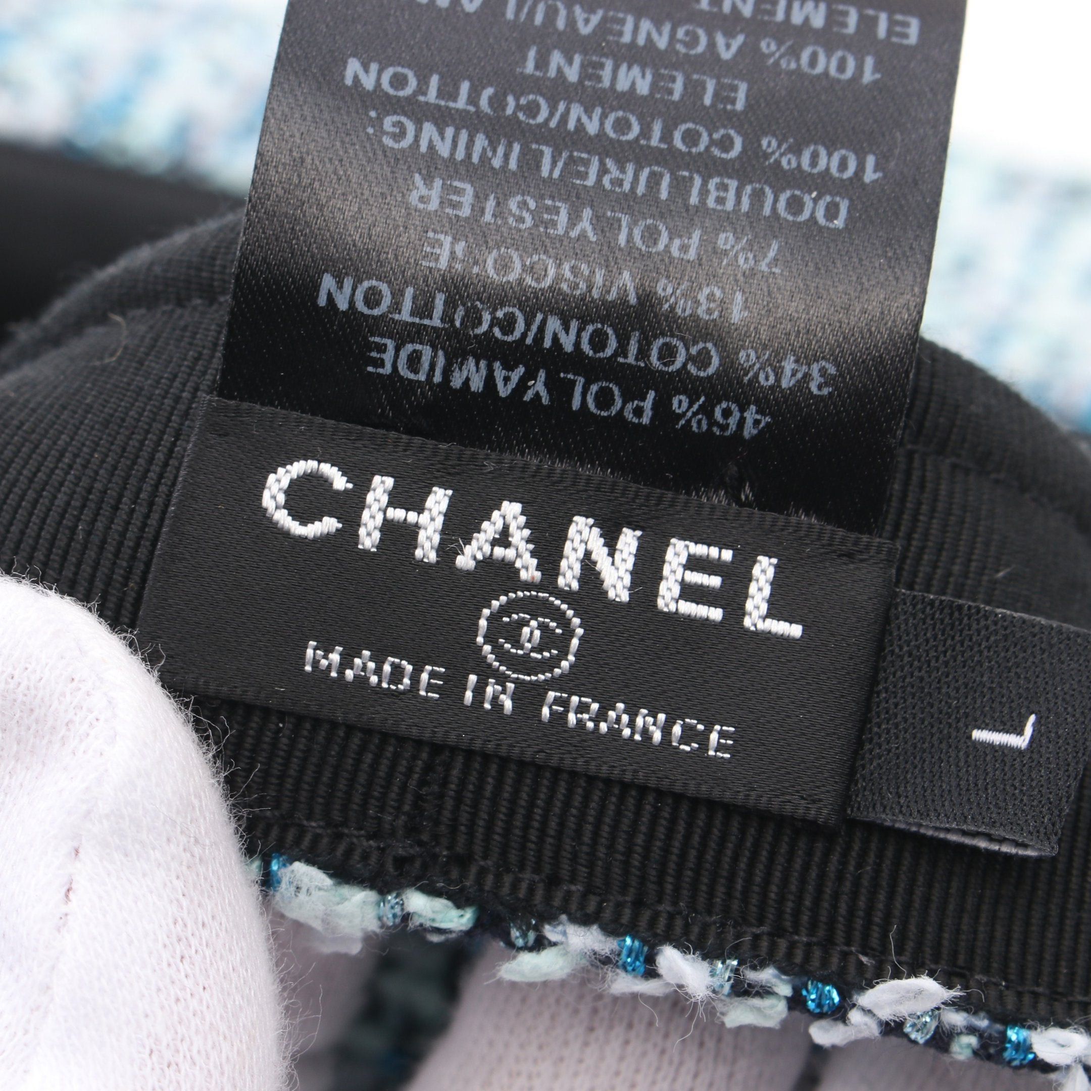 Chanel Chanel Coco Mark Tweed Casquette Hat Polyamide Light Blue Multicolor Size ONE SIZE - 4 Thumbnail