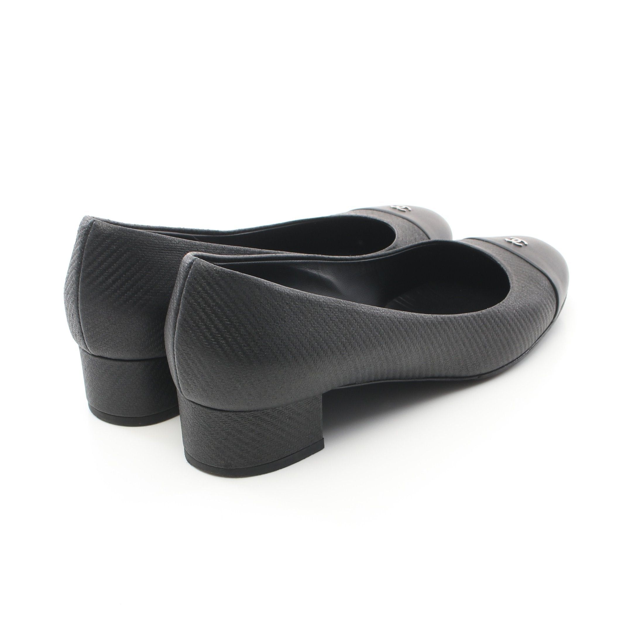 Chanel Chanel Coco Mark Round Toe Pumps Leather Black Size ONE SIZE - 2 Thumbnail