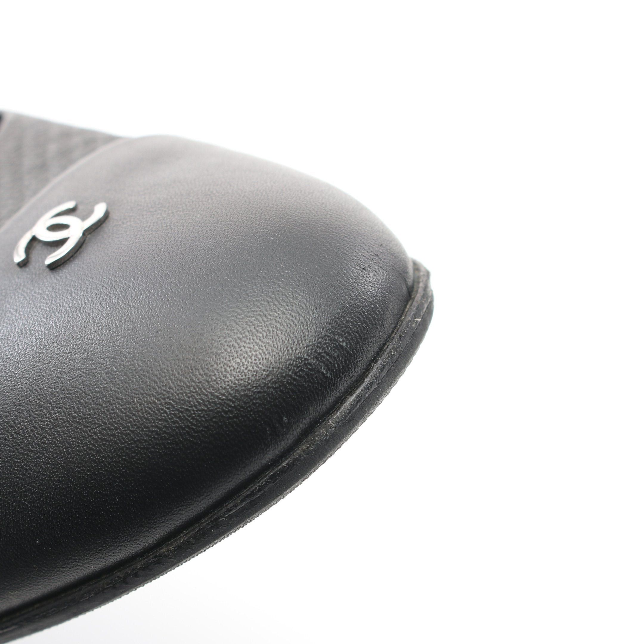 Chanel Chanel Coco Mark Round Toe Pumps Leather Black Size ONE SIZE - 8 Thumbnail