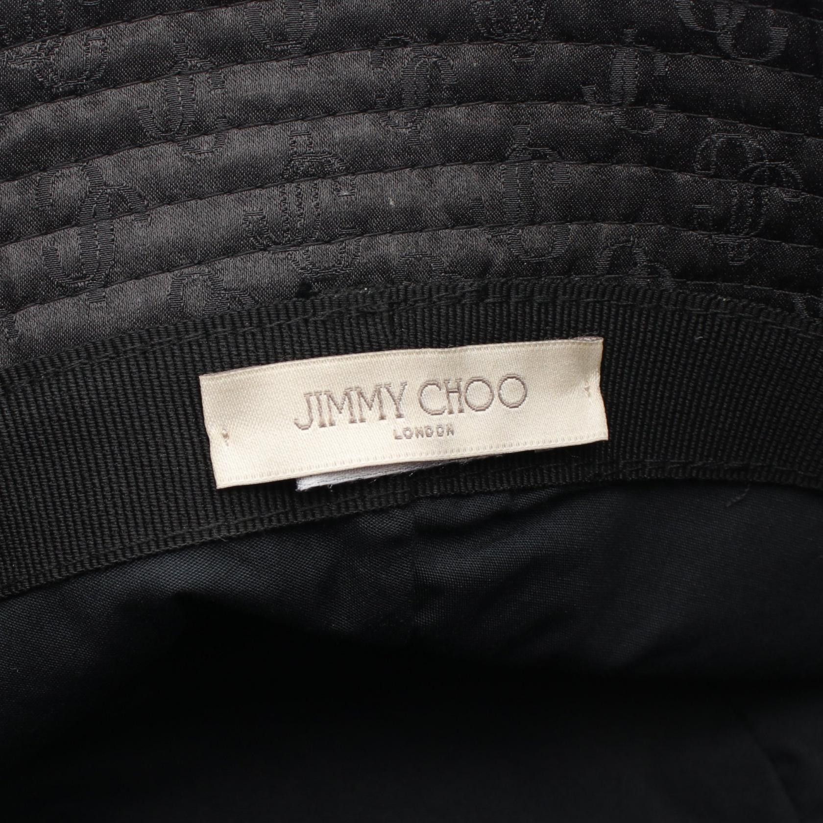 Jimmy Choo Jimmy Choo Jc Monogram Bucket Hat Cotton Silk Black Size ONE SIZE - 4 Thumbnail