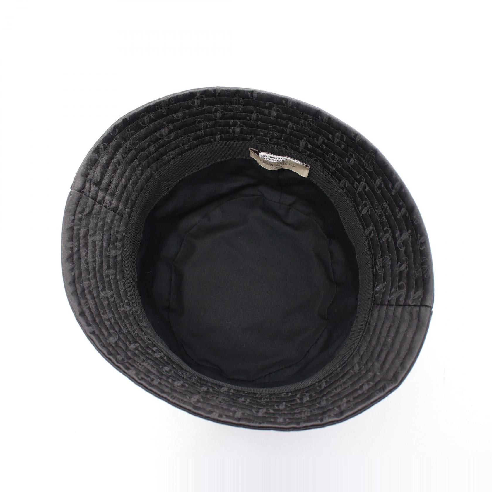 Jimmy Choo Jimmy Choo Jc Monogram Bucket Hat Cotton Silk Black Size ONE SIZE - 3 Thumbnail