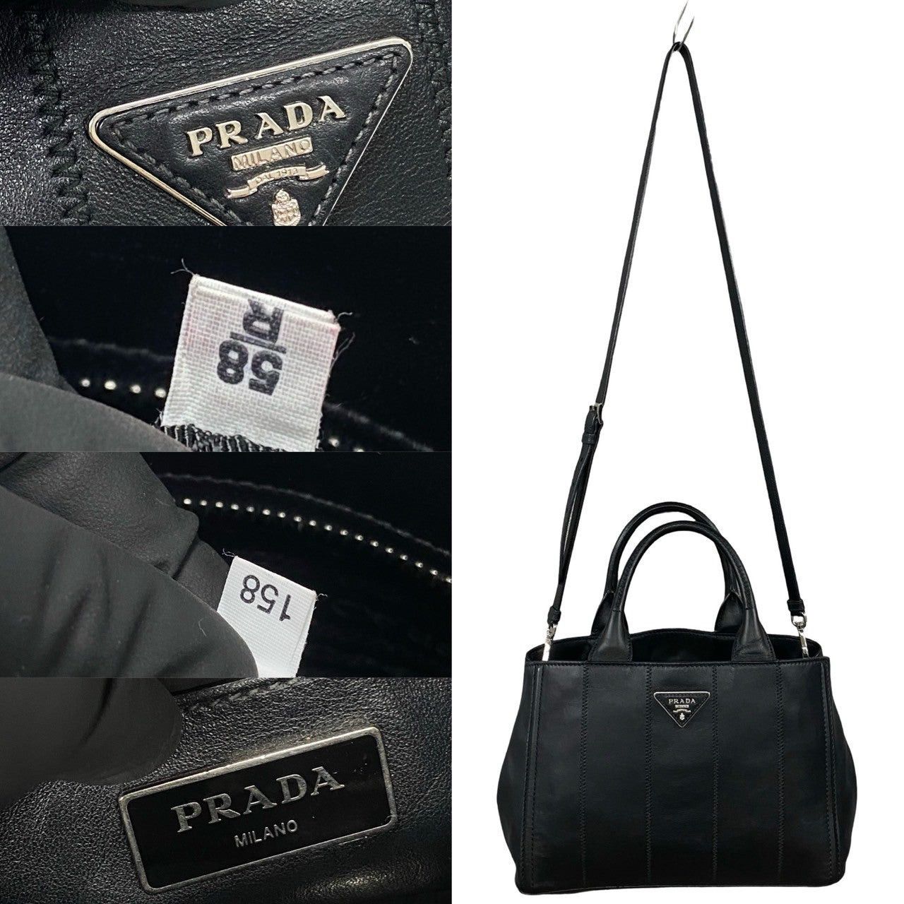 Prada Prada Shoulder Bag Black Leather Size ONE SIZE - 3 Thumbnail