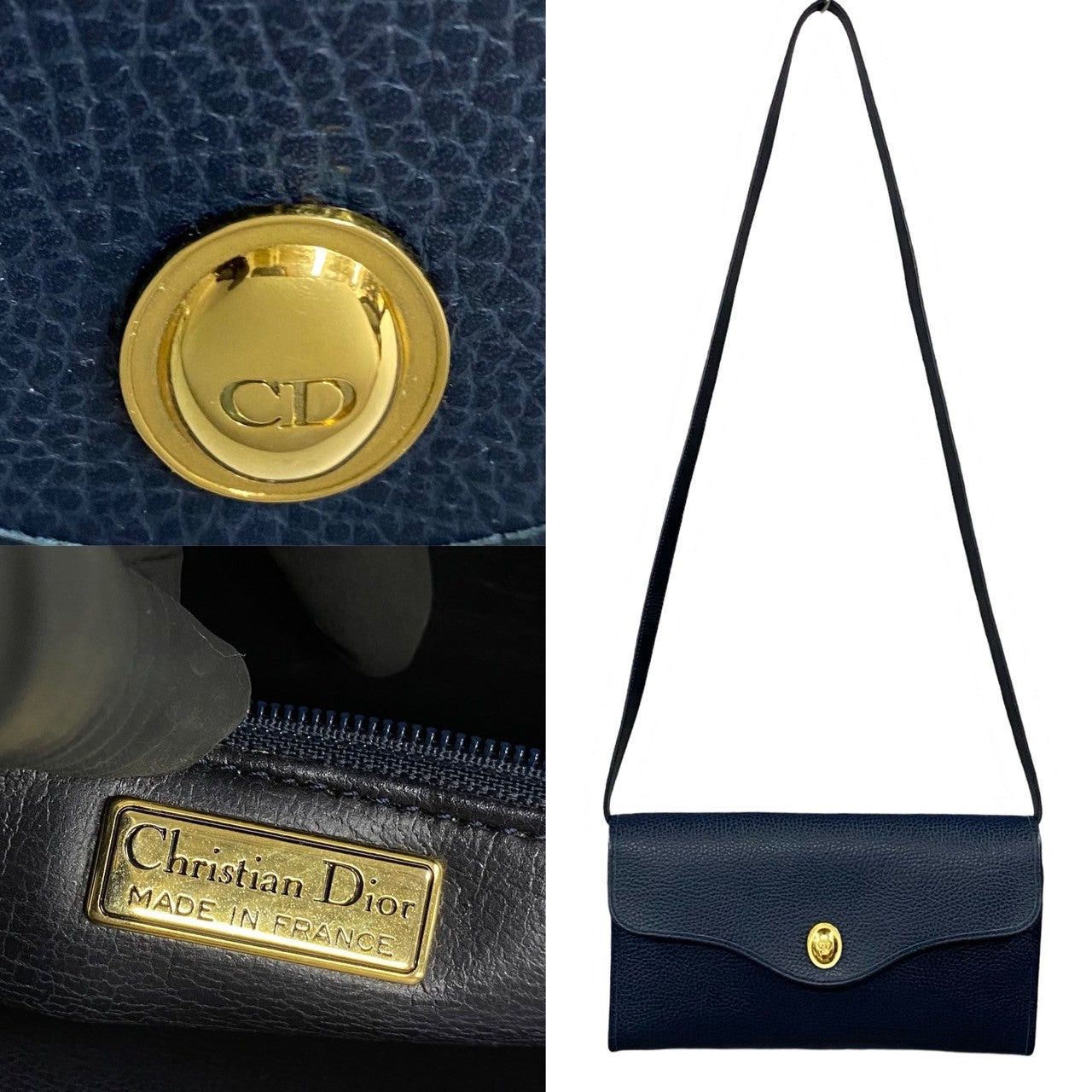 Dior Dior Shoulder Bag Navy Leather Size ONE SIZE - 3 Thumbnail