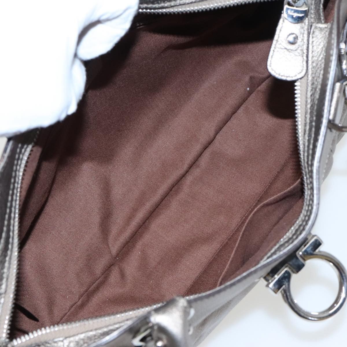 Salvatore Ferragamo Gancini Silver Leather Shopper Bag (Pre-Owned) Size ONE SIZE - 11 Thumbnail