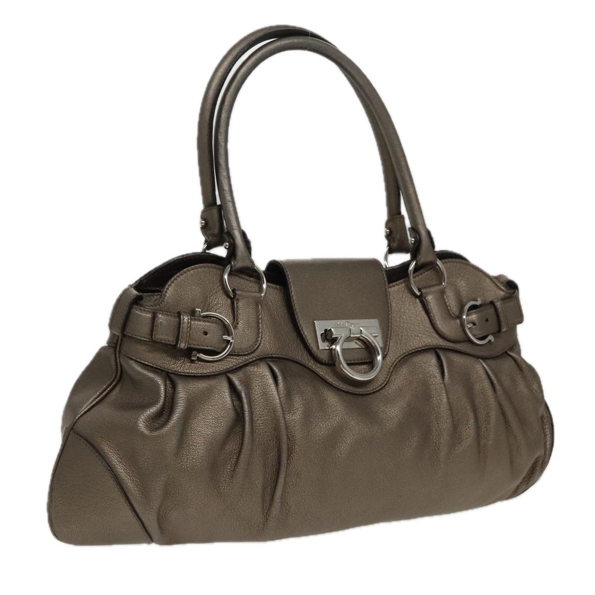 Salvatore Ferragamo Gancini Silver Leather Shopper Bag (Pre-Owned) Size ONE SIZE - 16 Thumbnail