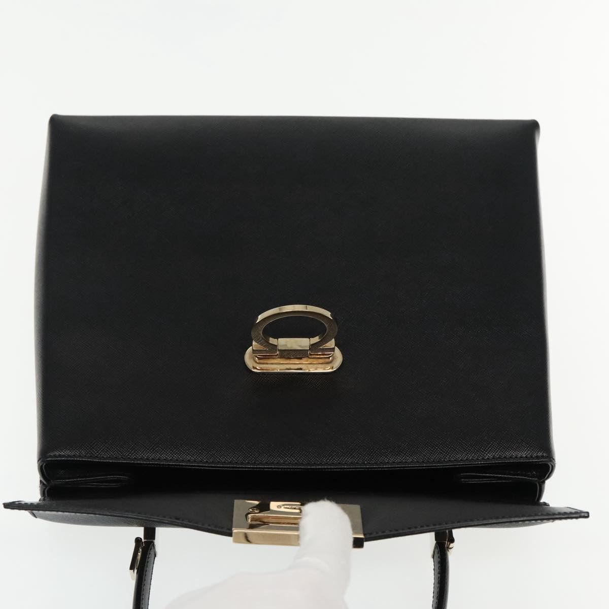 Salvatore Ferragamo Gancini Black Leather Handbag (Pre-Owned) Size ONE SIZE - 15 Thumbnail