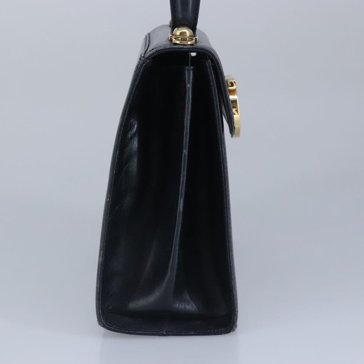 Salvatore Ferragamo Gancini Navy Leather Handbag (Pre-Owned) Size ONE SIZE - 4 Thumbnail