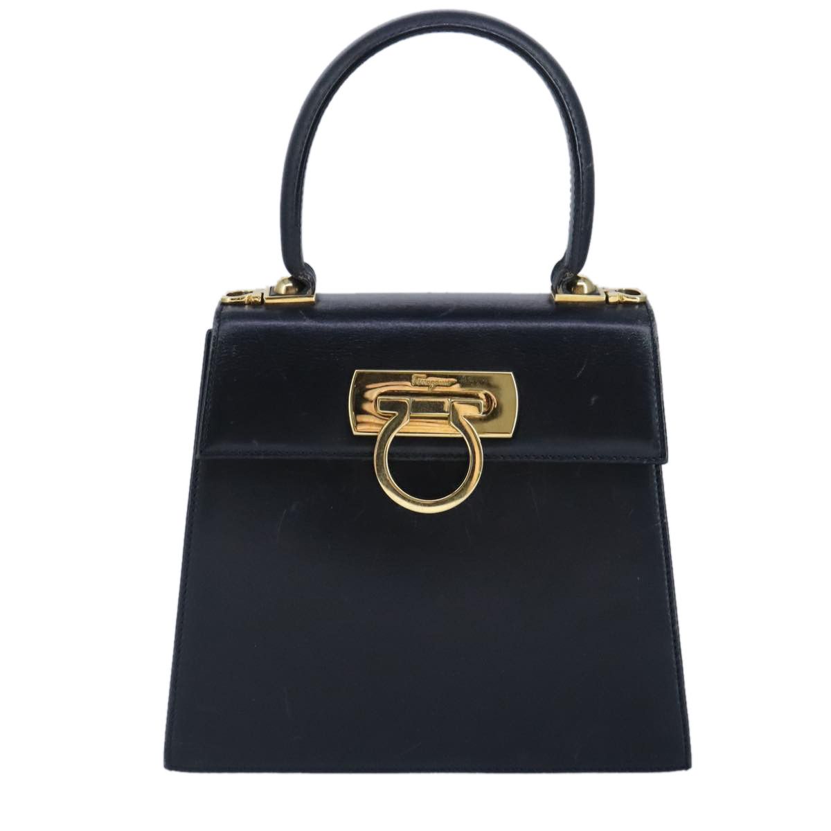 Salvatore Ferragamo Gancini Navy Leather Handbag (Pre-Owned) Size ONE SIZE - 2 Thumbnail