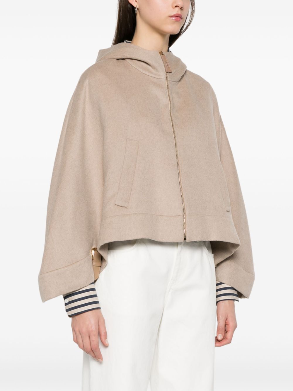 Max Mara WOOL HOODED CAPE Size M / US 6-8 / IT 42-44 - 2 Thumbnail