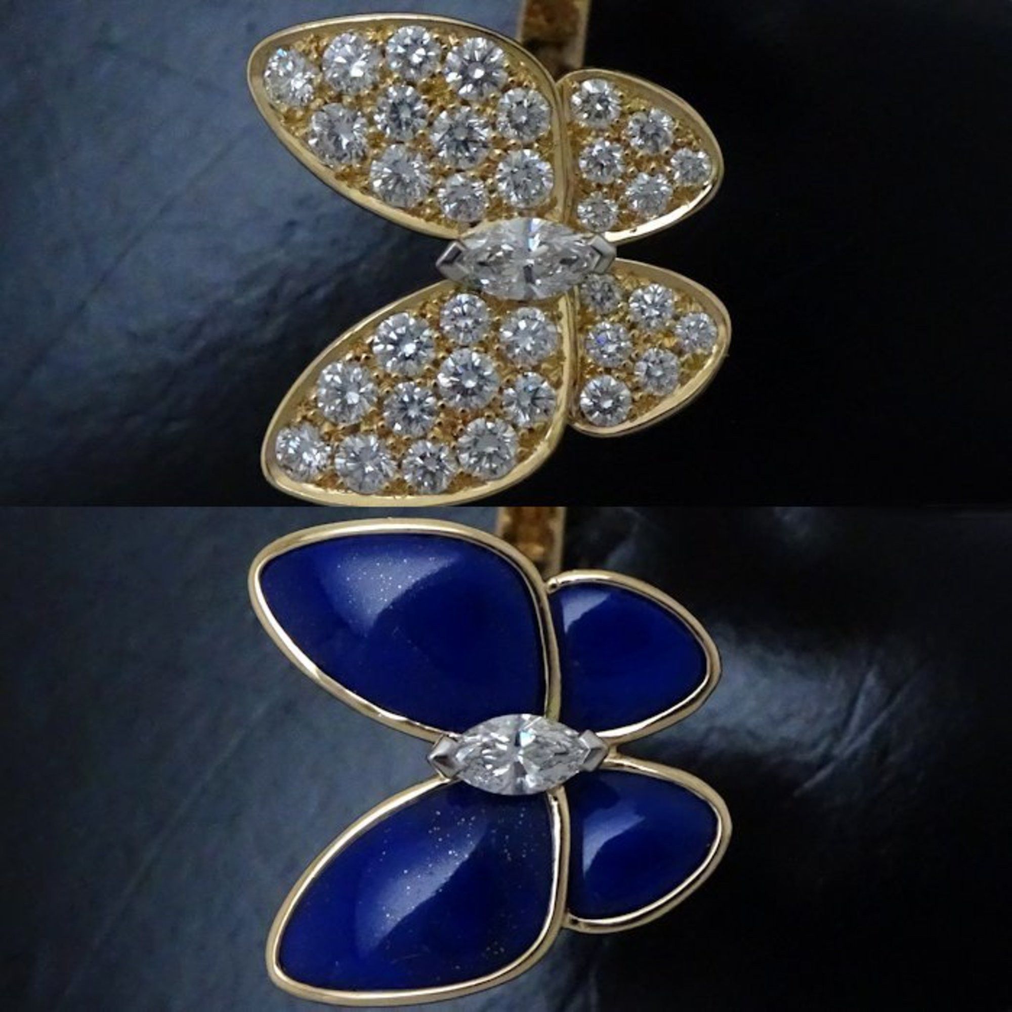 Van Cleef & Arpels Van Cleef & Arpels de Papillon Entre Les Doors Ring Diamond 0.99ct Lapis Lazuli #49 VCARP3DN00 K18YG Yellow Gold 292769 Size ONE SIZE - 6 Thumbnail