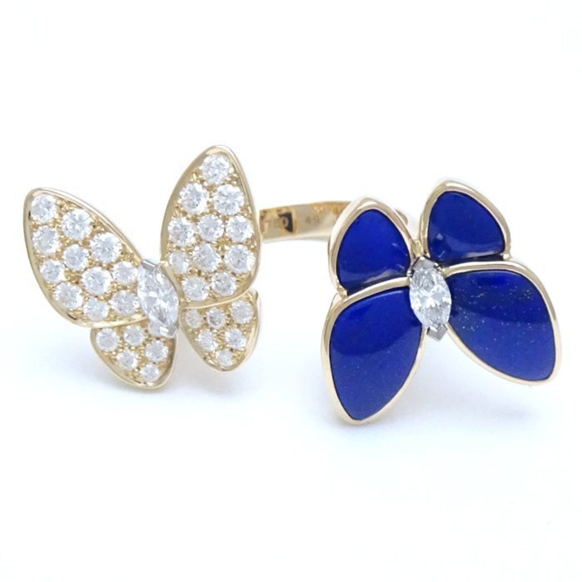 Van Cleef & Arpels Van Cleef & Arpels de Papillon Entre Les Doors Ring Diamond 0.99ct Lapis Lazuli #49 VCARP3DN00 K18YG Yellow Gold 292769 Size ONE SIZE - 3 Thumbnail