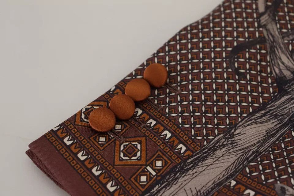 Dolce & Gabbana Bronze Monkey Print Silk Slim Jacket Men's Blazer Size 38R - 5 Thumbnail