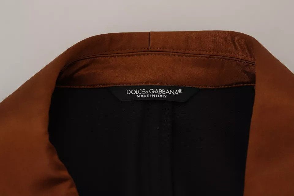 Dolce & Gabbana Bronze Monkey Print Silk Slim Jacket Men's Blazer Size 38R - 6 Thumbnail