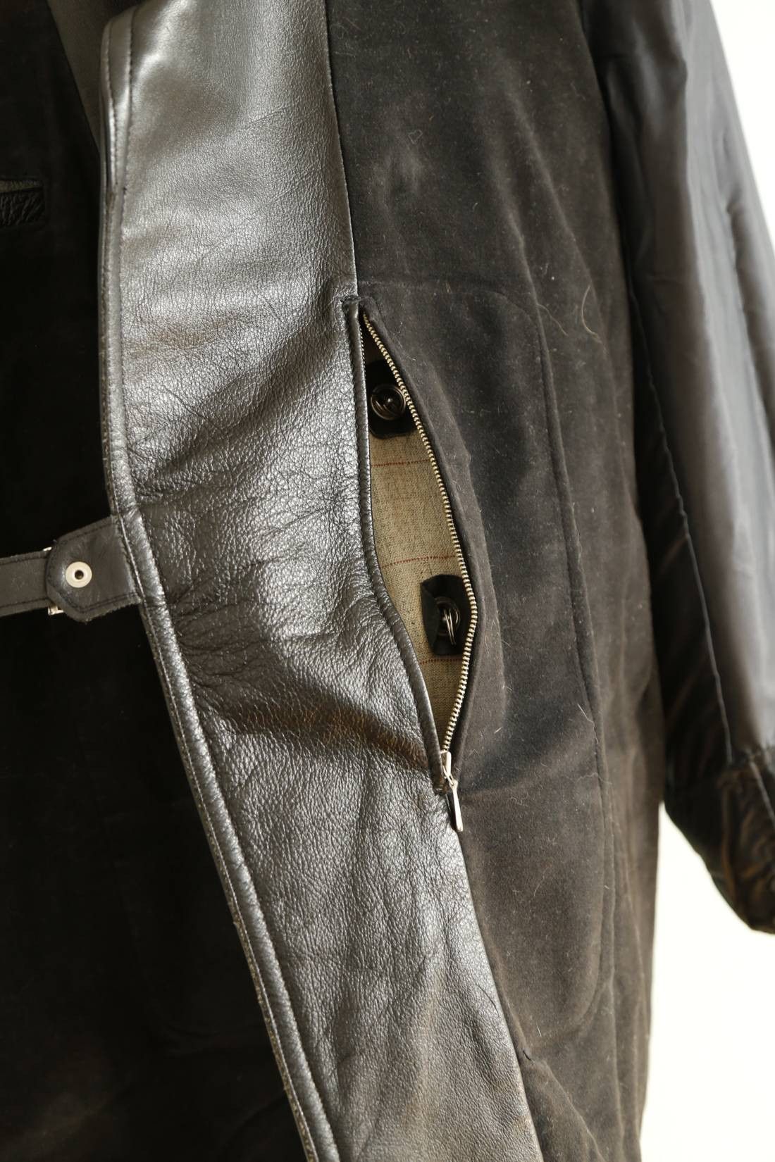 Vintage 38R Double breasted leather jacket german military car coat rain jacket barkstormer motorcycle Size US M / EU 48-50 / 2 - 4 Thumbnail