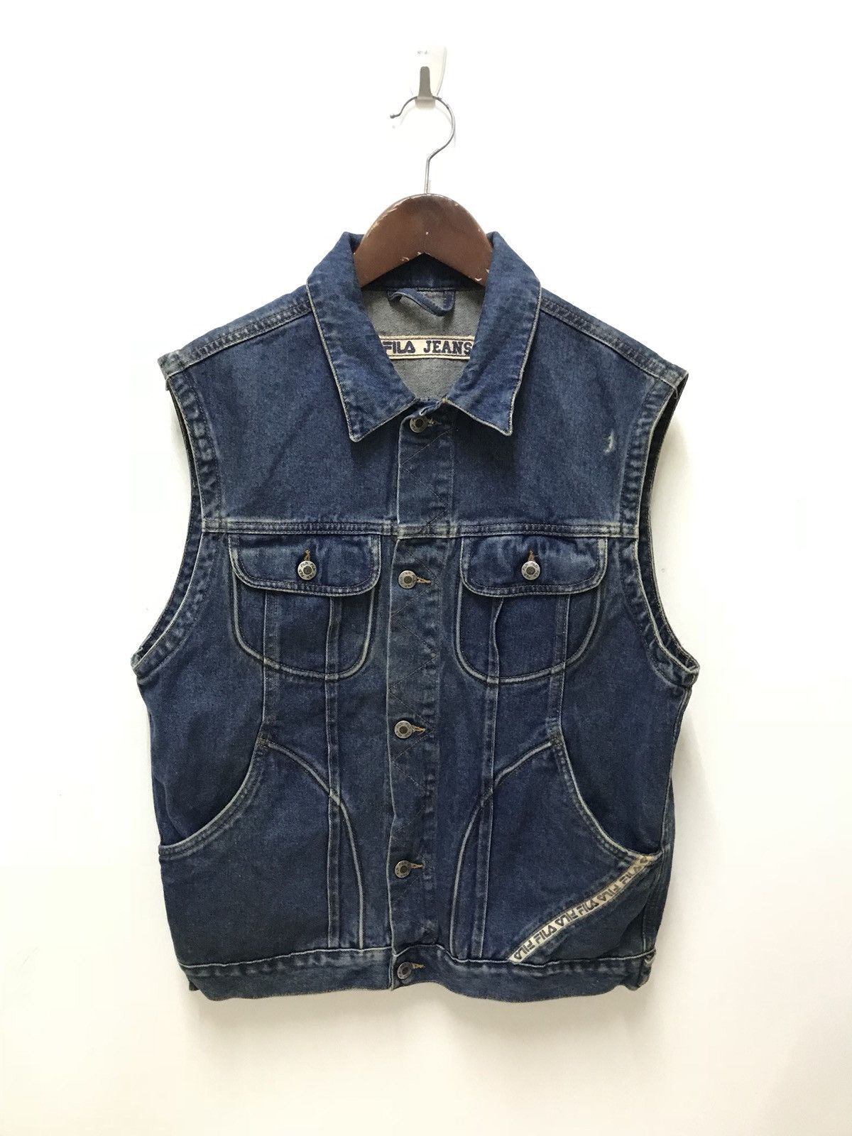 Very Rare‼️‼️‼️tactical vest Fila Denim Jeans Full Button Four