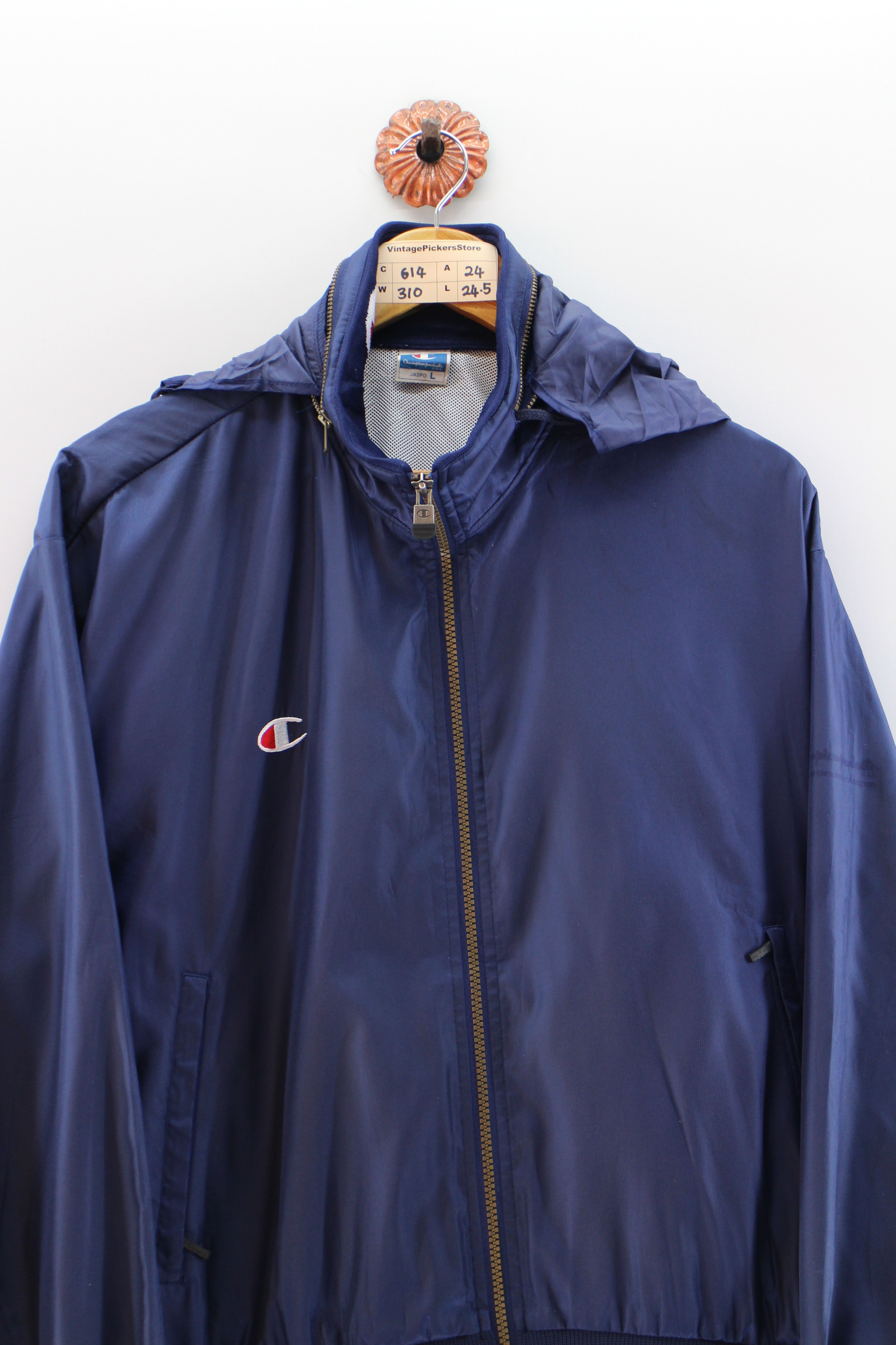 LATE 90s Champion Sports store Jacket Royal Blue Vintage Streetwear Athletic Fall Winter Size L | Rainis