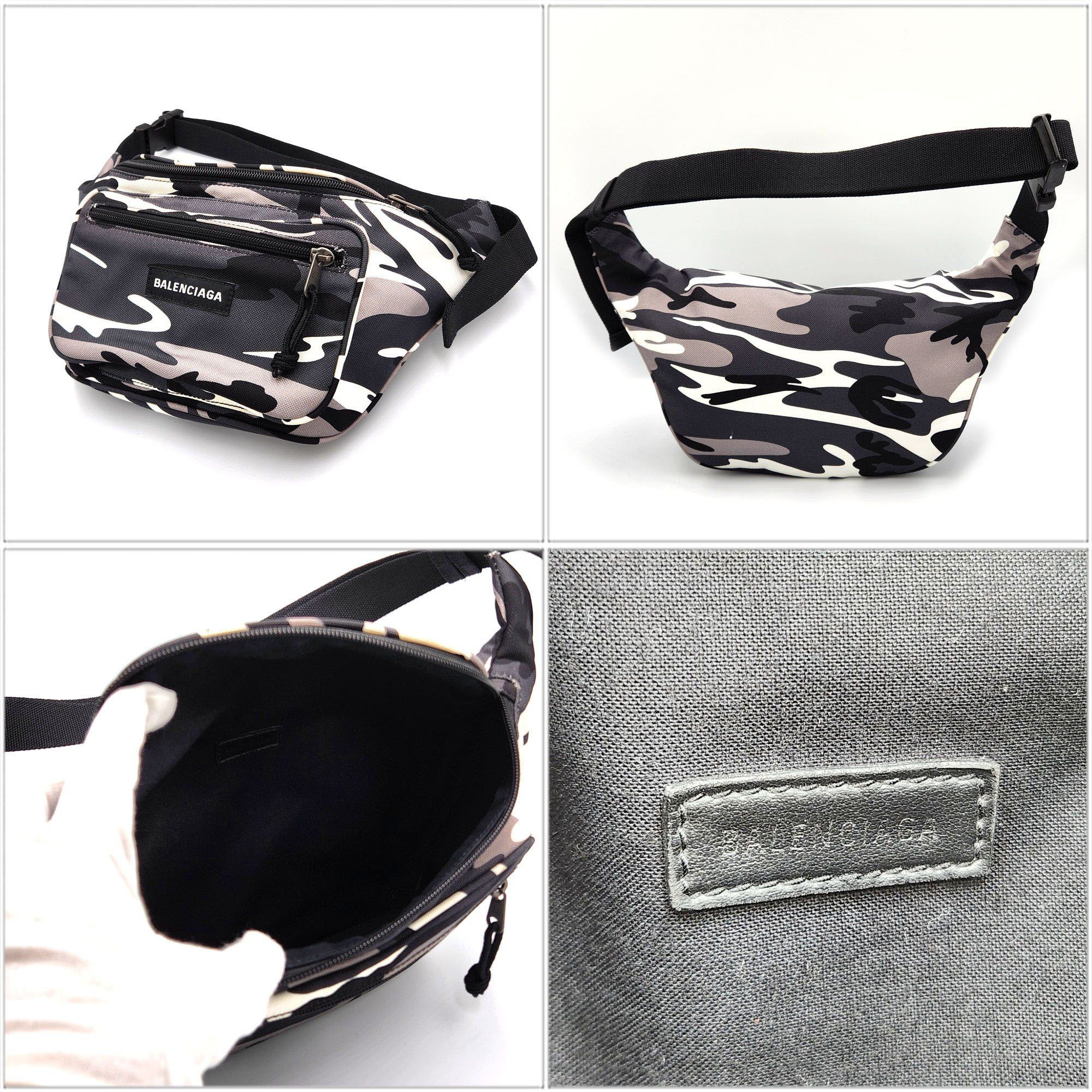 Balenciaga BALENCIAGA Body Bag Camouflage 482389 White Black Canvas Waist Pouch Men's Size ONE SIZE - 3 Thumbnail