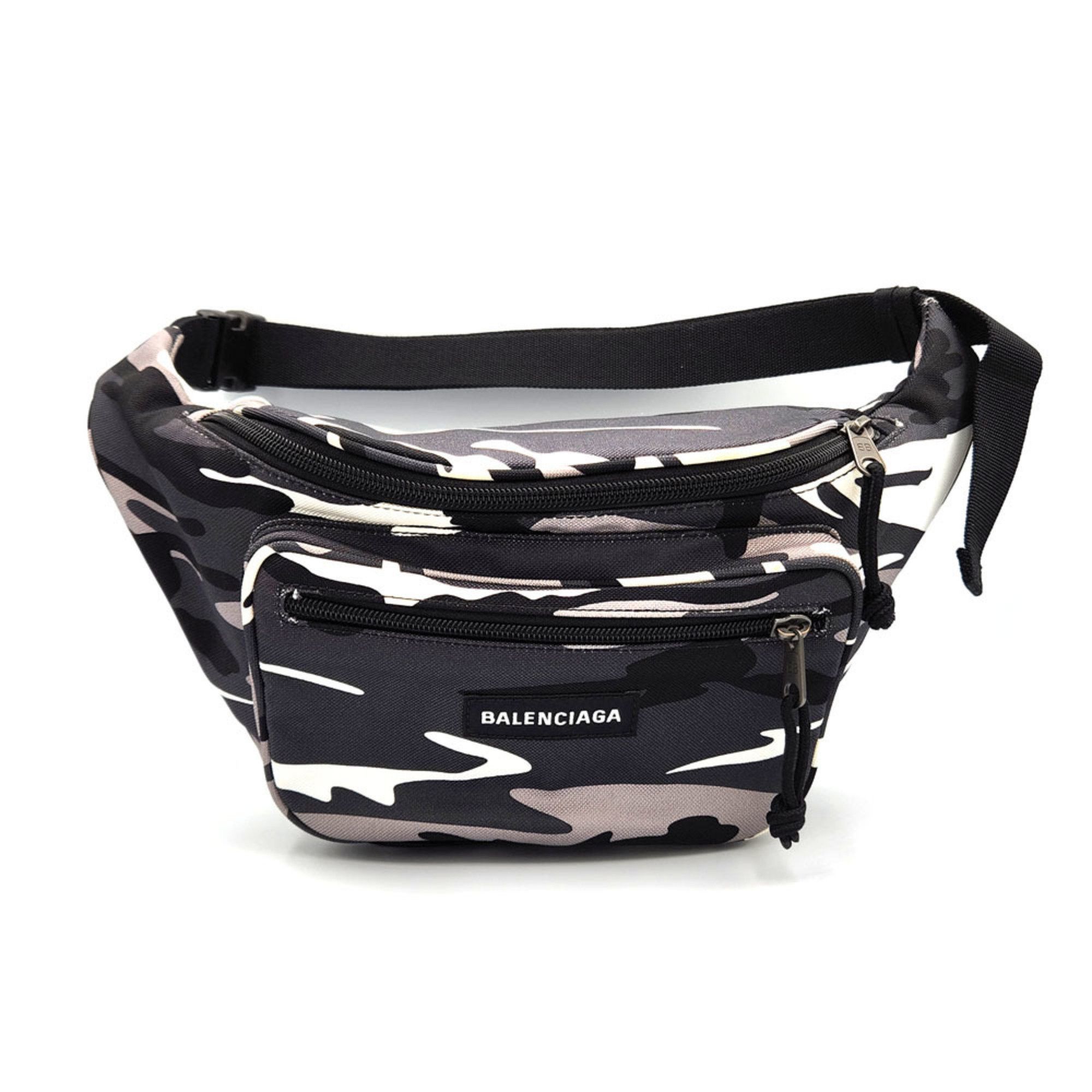 Balenciaga BALENCIAGA Body Bag Camouflage 482389 White Black Canvas Waist Pouch Men's Size ONE SIZE - 2 Thumbnail