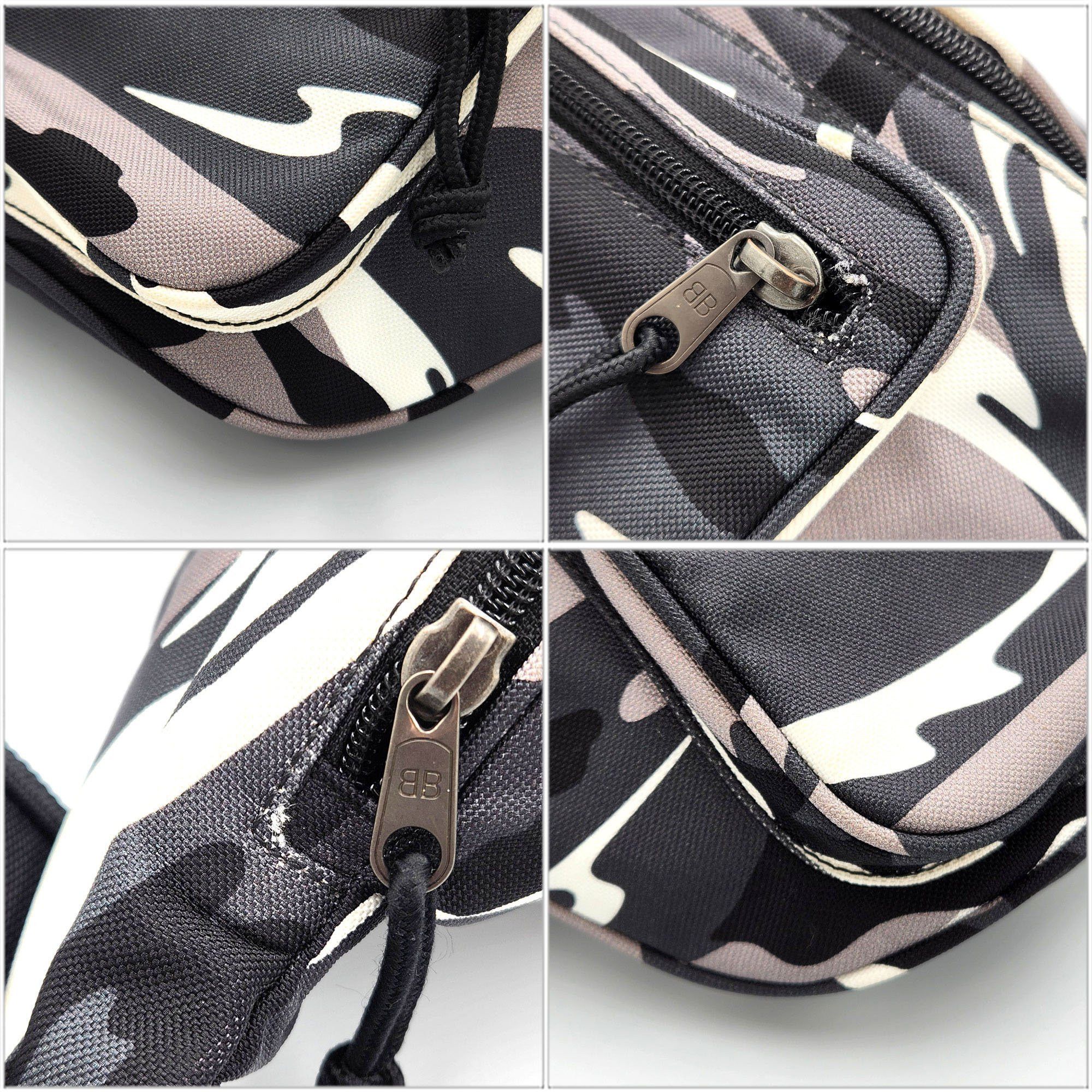Balenciaga BALENCIAGA Body Bag Camouflage 482389 White Black Canvas Waist Pouch Men's Size ONE SIZE - 4 Thumbnail