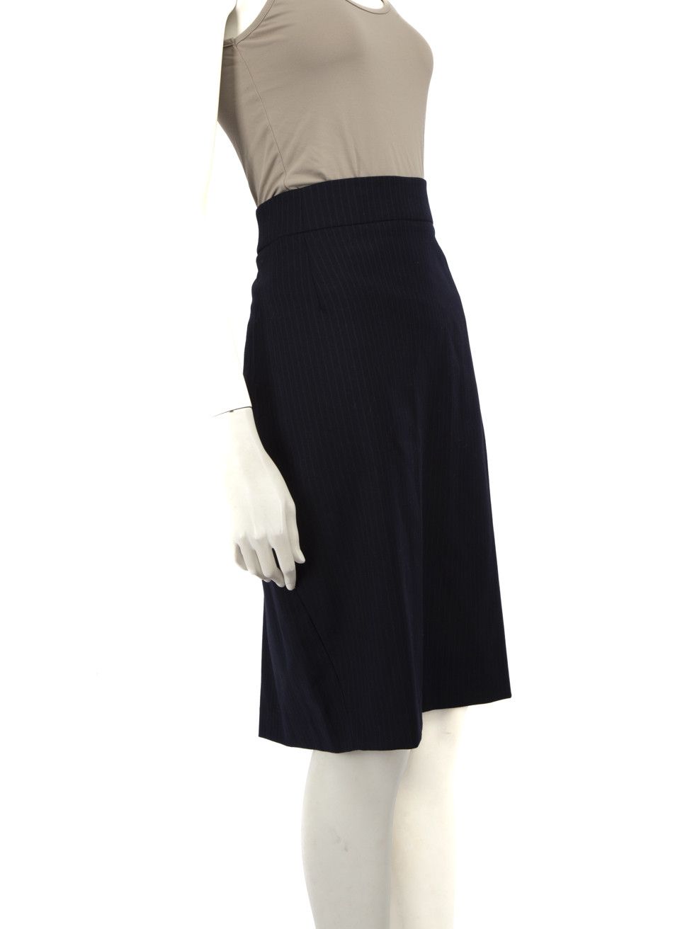 Theory Navy Pinstripe Knee Length Pencil Skirt Size 32" / US 10 / IT 46 - 2 Thumbnail