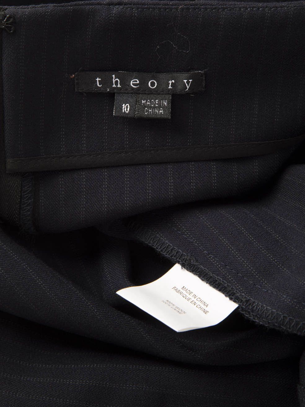 Theory Navy Pinstripe Knee Length Pencil Skirt Size 32" / US 10 / IT 46 - 5 Thumbnail