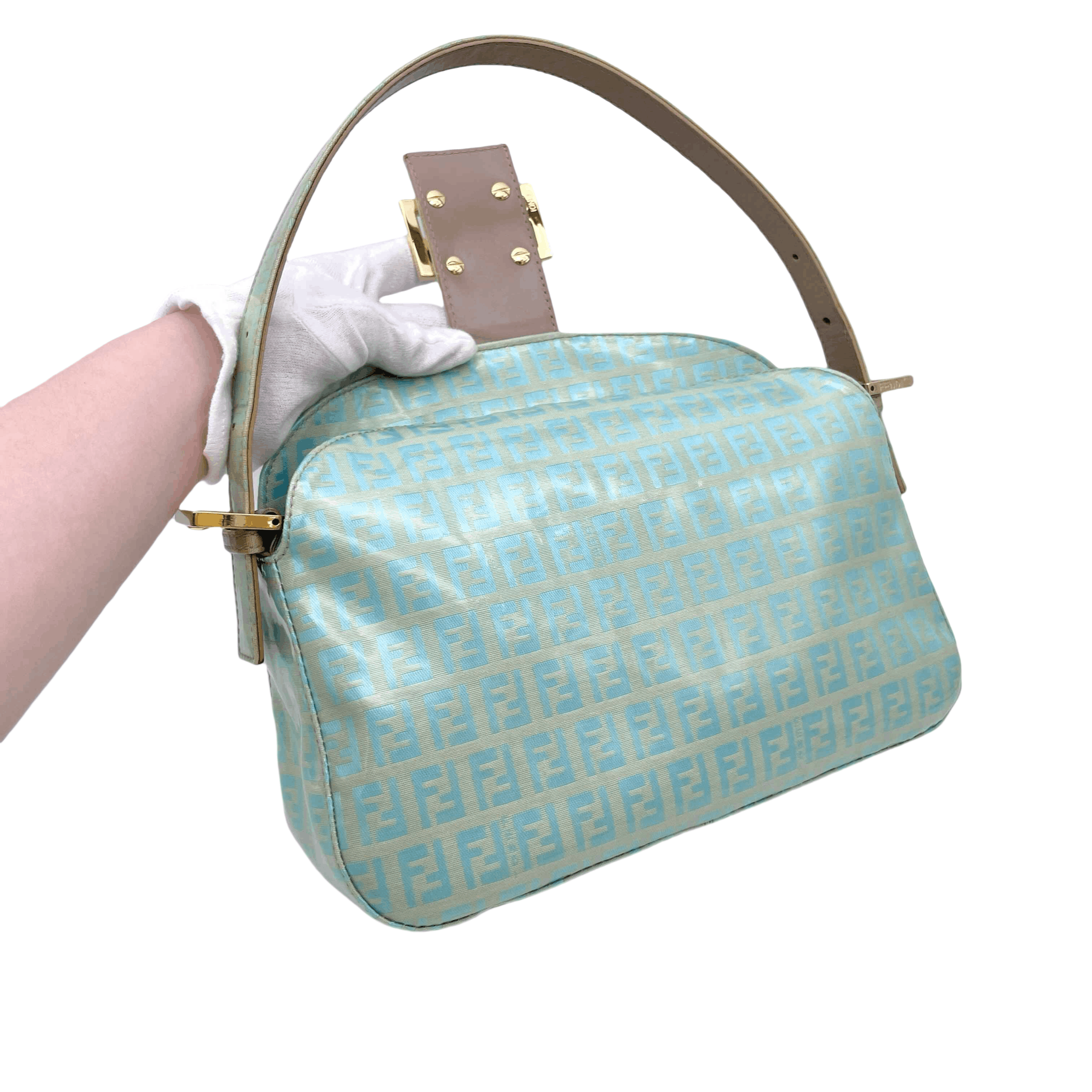 Fendi Fendi Zucchino Round Mouth Mamma Bucket Shoulder Bag Light Blue Ghw Size ONE SIZE - 9 Thumbnail