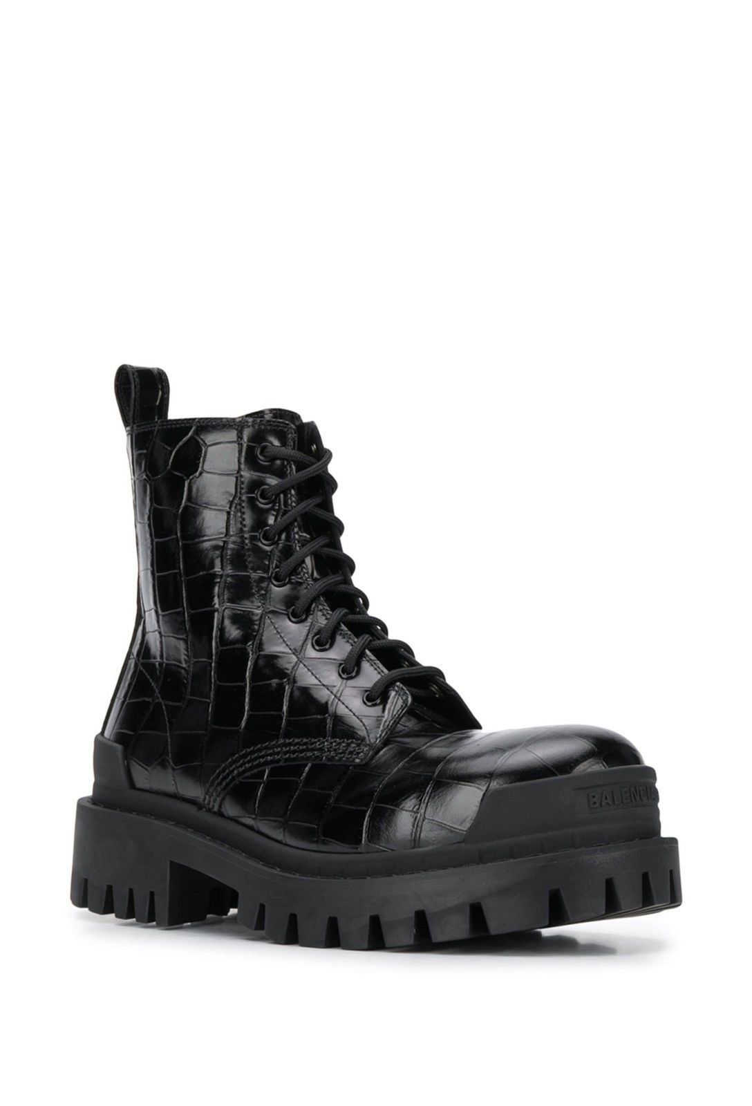 Balenciaga Strike Lace-up Boot 20 mm Croc Leather Size US 8 / IT 38 - 2 Thumbnail