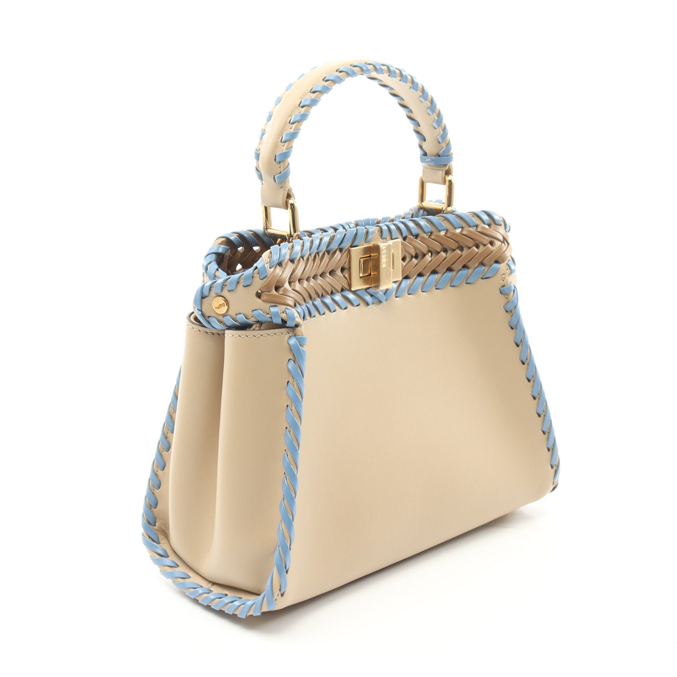 Fendi Fendi Ｍini Peekaboo Handbag Leather Beige Blue Brown Size ONE SIZE - 2 Thumbnail