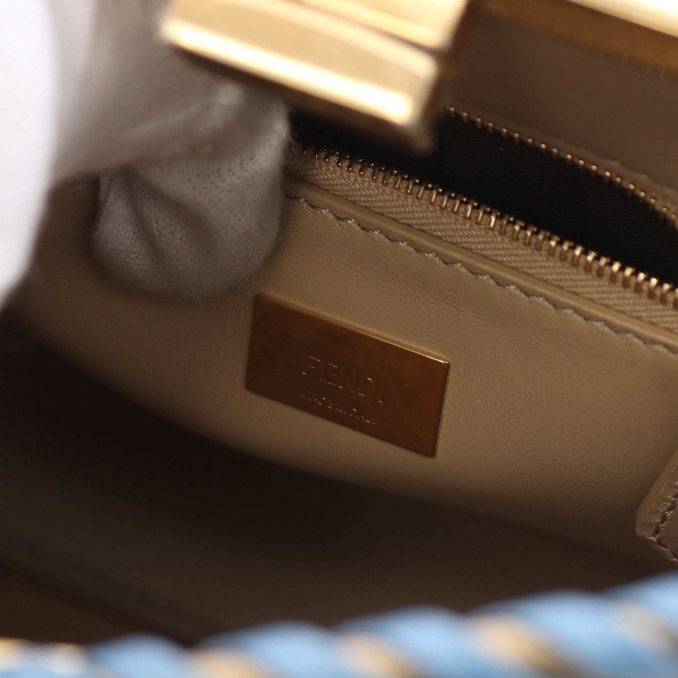 Fendi Fendi Ｍini Peekaboo Handbag Leather Beige Blue Brown Size ONE SIZE - 4 Thumbnail
