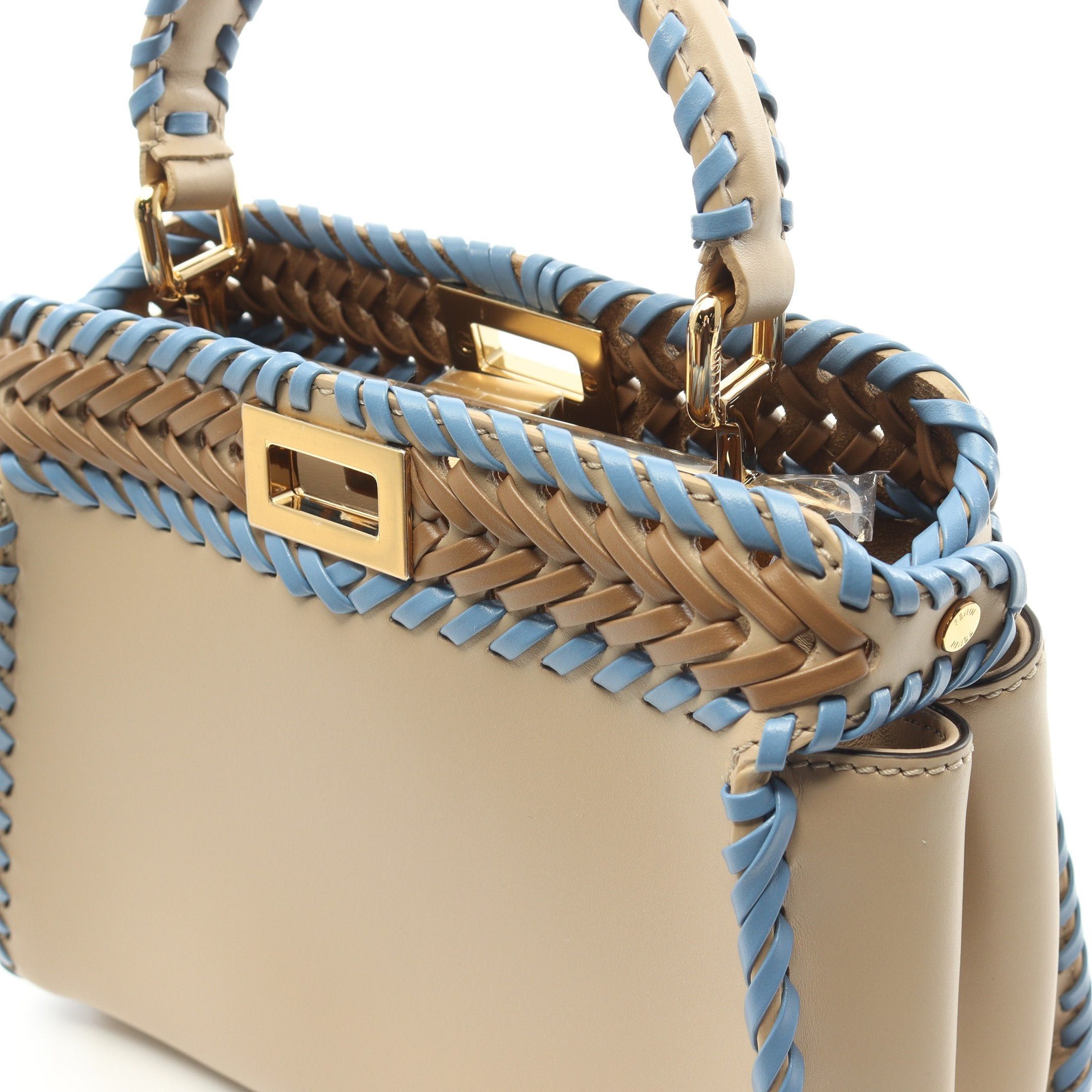 Fendi Fendi Ｍini Peekaboo Handbag Leather Beige Blue Brown Size ONE SIZE - 5 Thumbnail
