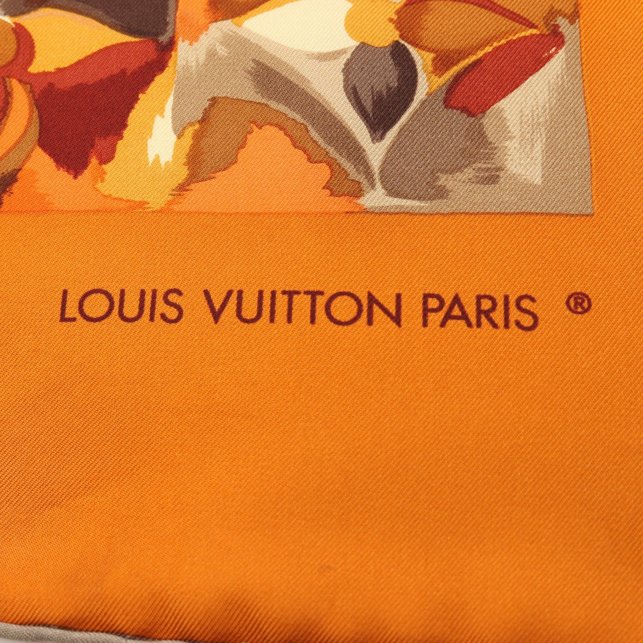 Louis Vuitton Louis Vuitton Carre Au Fil Du Temps Monogram Scarf Silk Orange Multicolor Size ONE SIZE - 2 Thumbnail