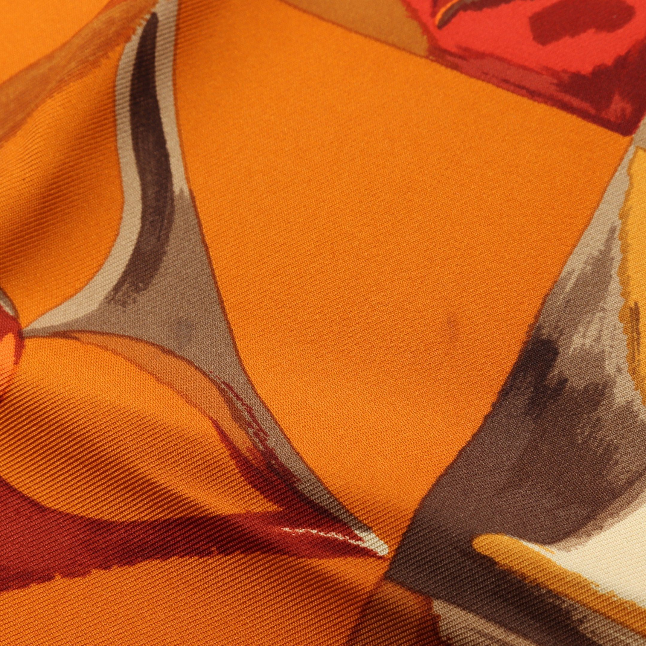 Louis Vuitton Louis Vuitton Carre Au Fil Du Temps Monogram Scarf Silk Orange Multicolor Size ONE SIZE - 7 Thumbnail