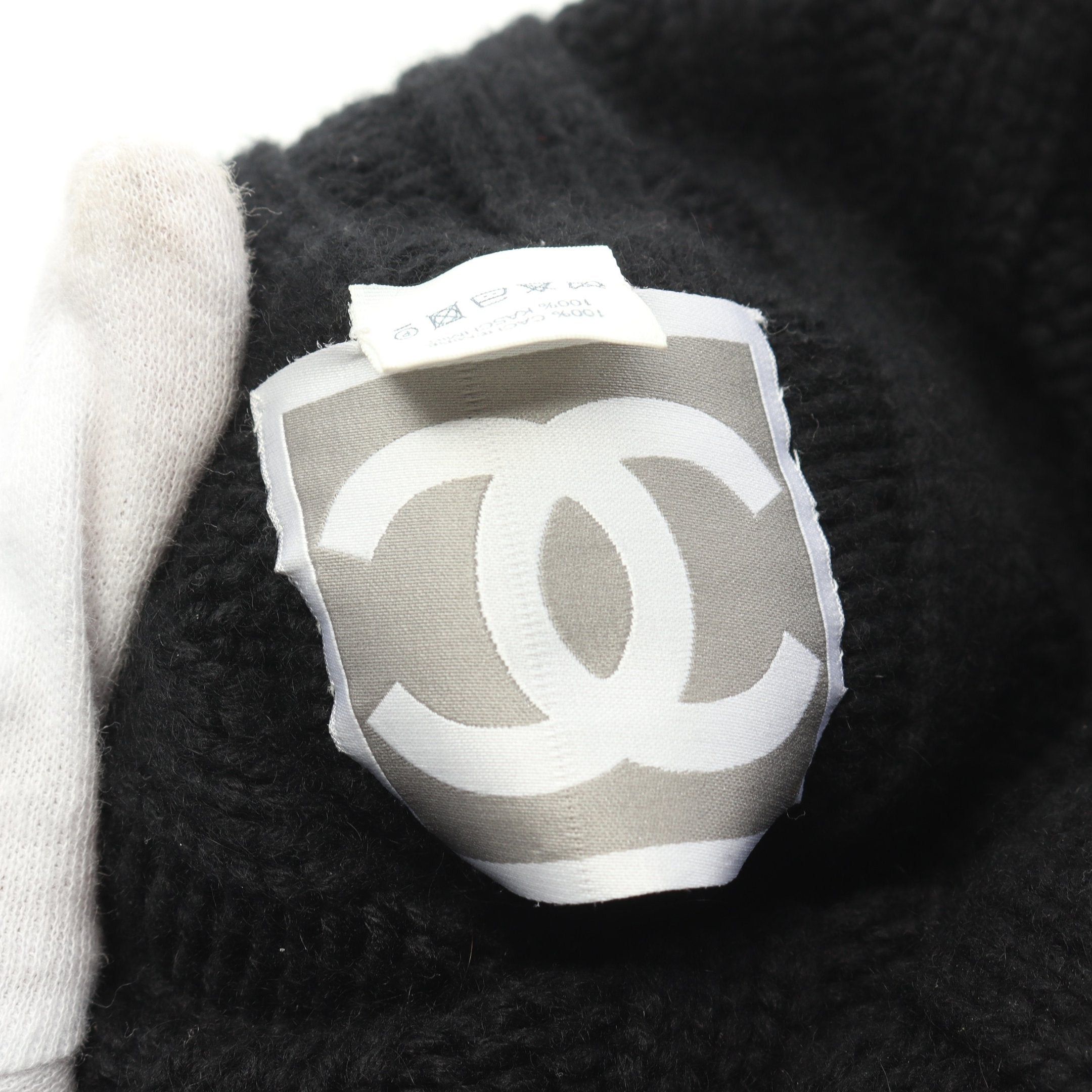 Chanel Chanel Coco Mark Knit Hat Beanie Cashmere Black Size ONE SIZE - 4 Thumbnail