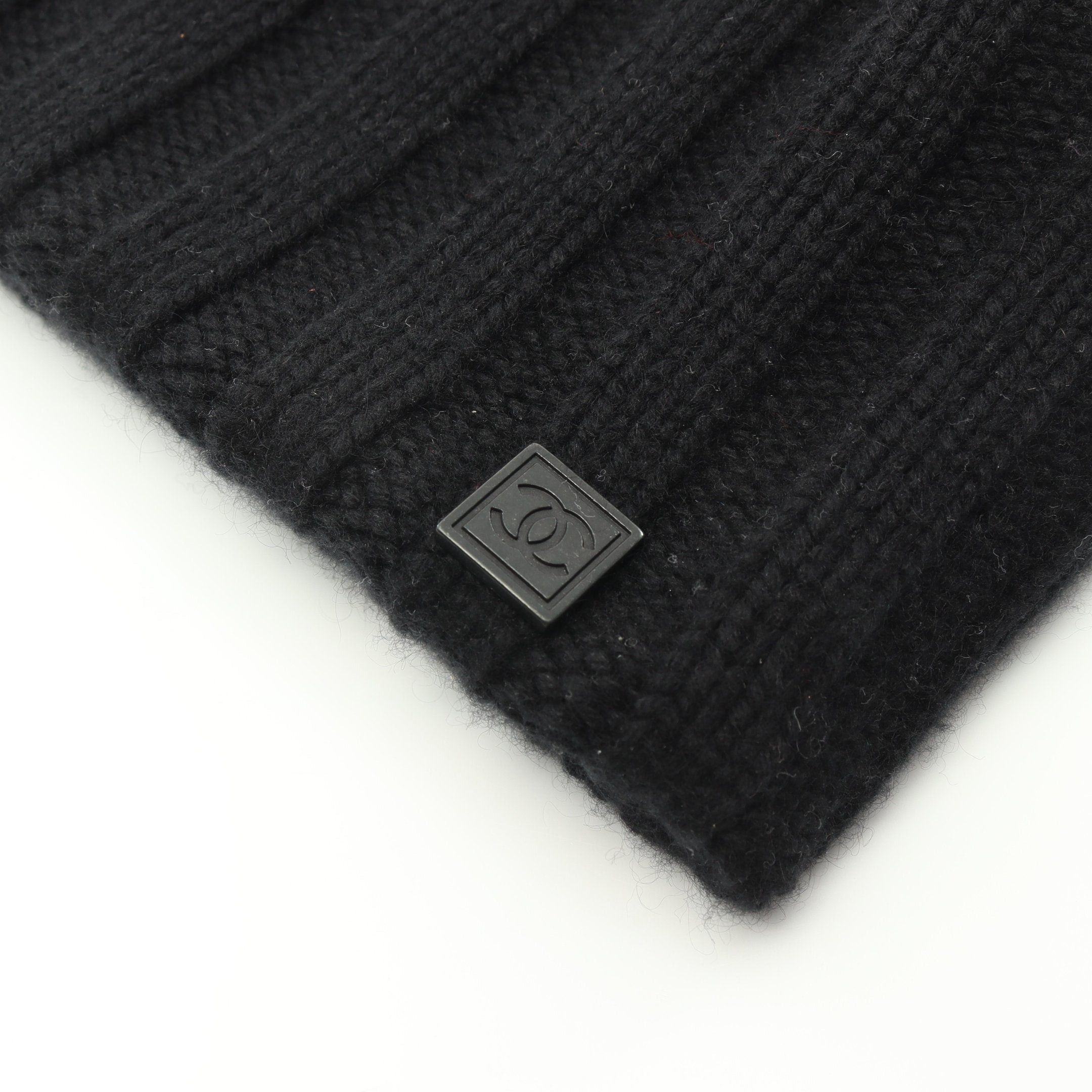 Chanel Chanel Coco Mark Knit Hat Beanie Cashmere Black Size ONE SIZE - 6 Thumbnail