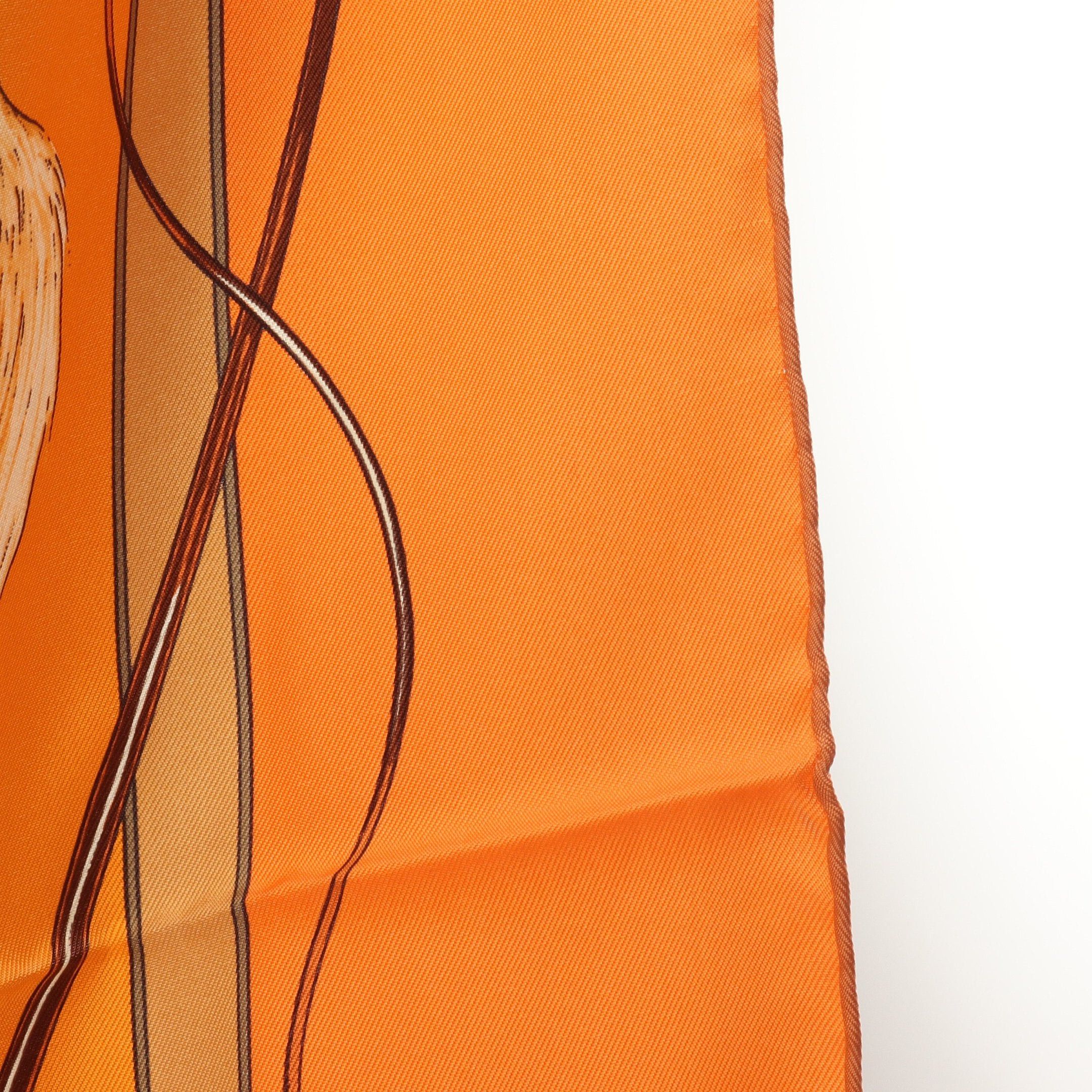 Hermes Hermes Carres 90 En Piste Scarf Silk Orange Multicolor Size ONE SIZE - 6 Thumbnail