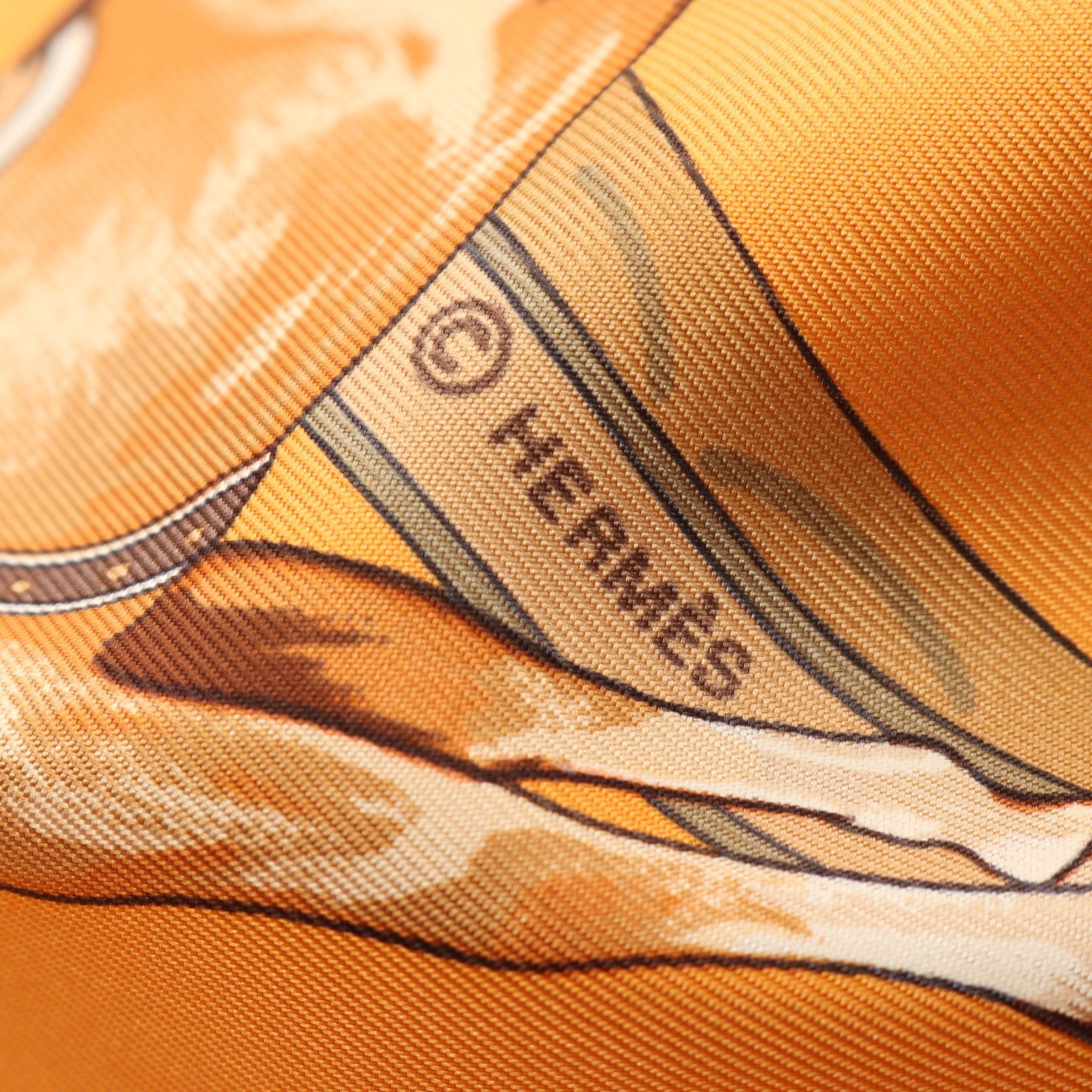 Hermes Hermes Carres 90 En Piste Scarf Silk Orange Multicolor Size ONE SIZE - 2 Thumbnail