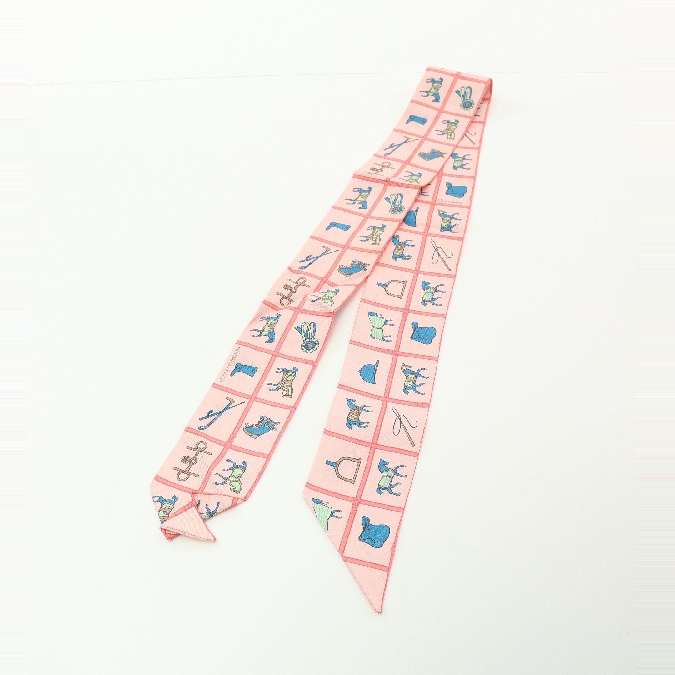 Hermes Hermes Twilly Ribbon Scarf Silk Pink Multicolor Size ONE SIZE - 7 Thumbnail