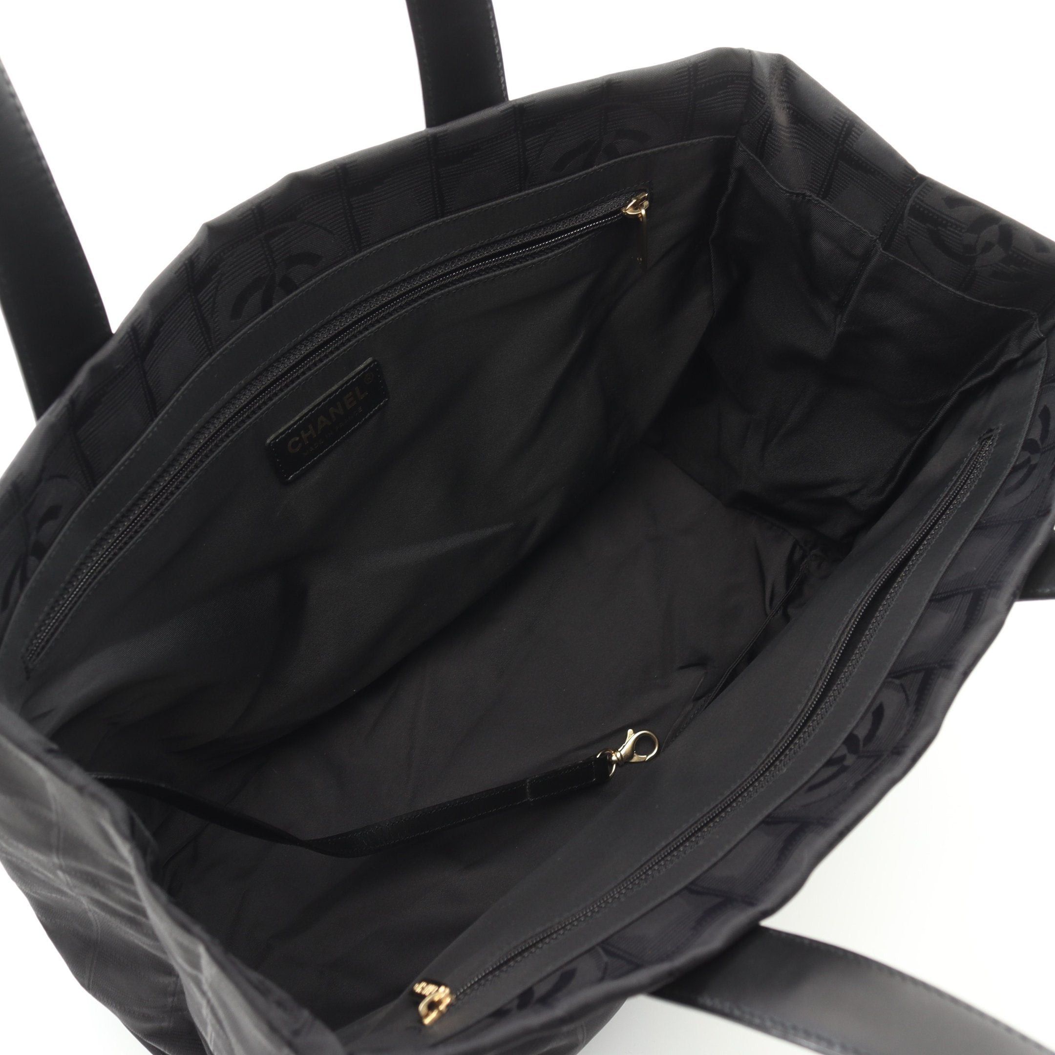 Chanel Chanel New Travel Line Mm Handbag Tote Bag Nylon Leather Black Gold Hardware Size ONE SIZE - 3 Thumbnail