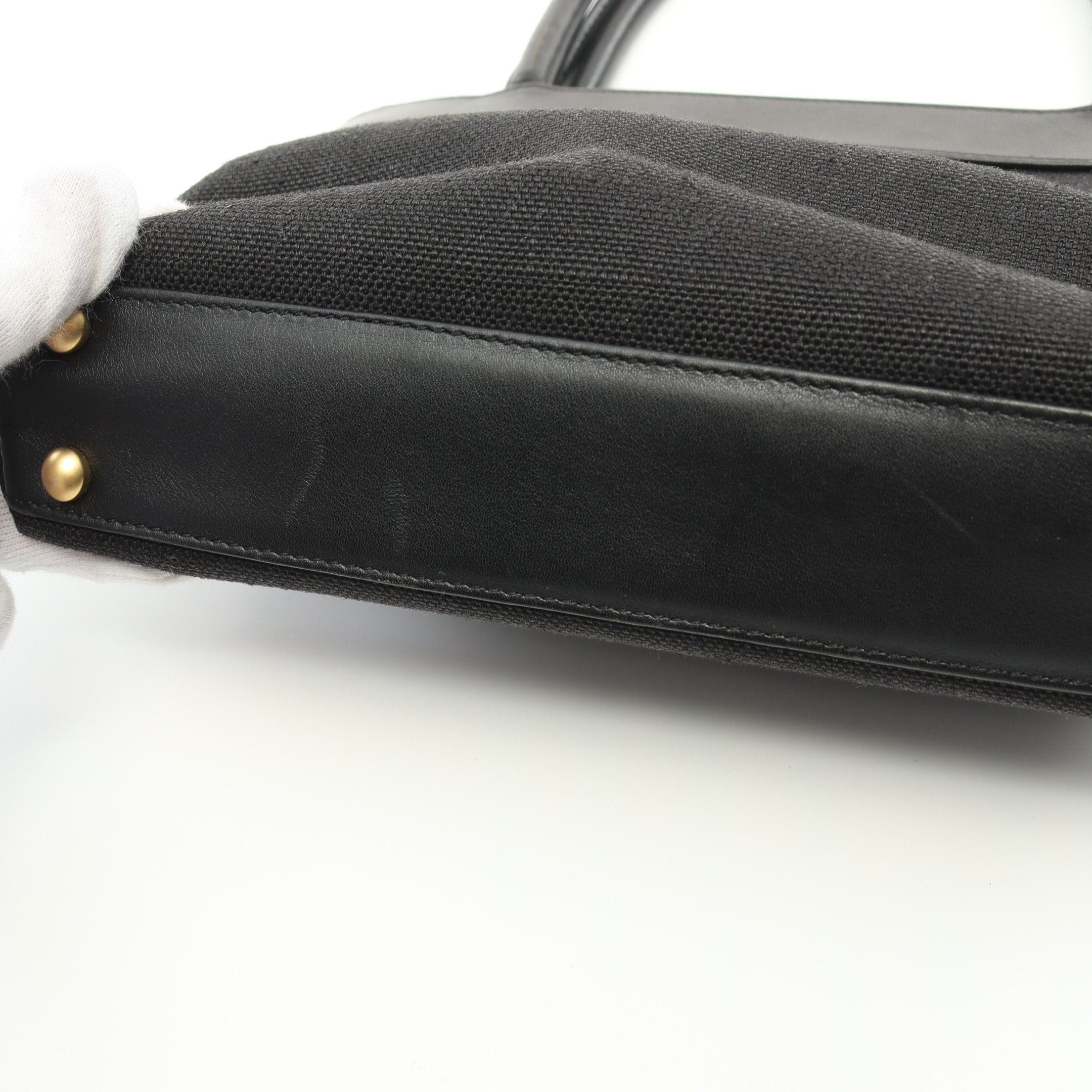 Chanel Chanel Coco Mark Handbag Canvas Leather Black Gold Hardware Size ONE SIZE - 9 Thumbnail