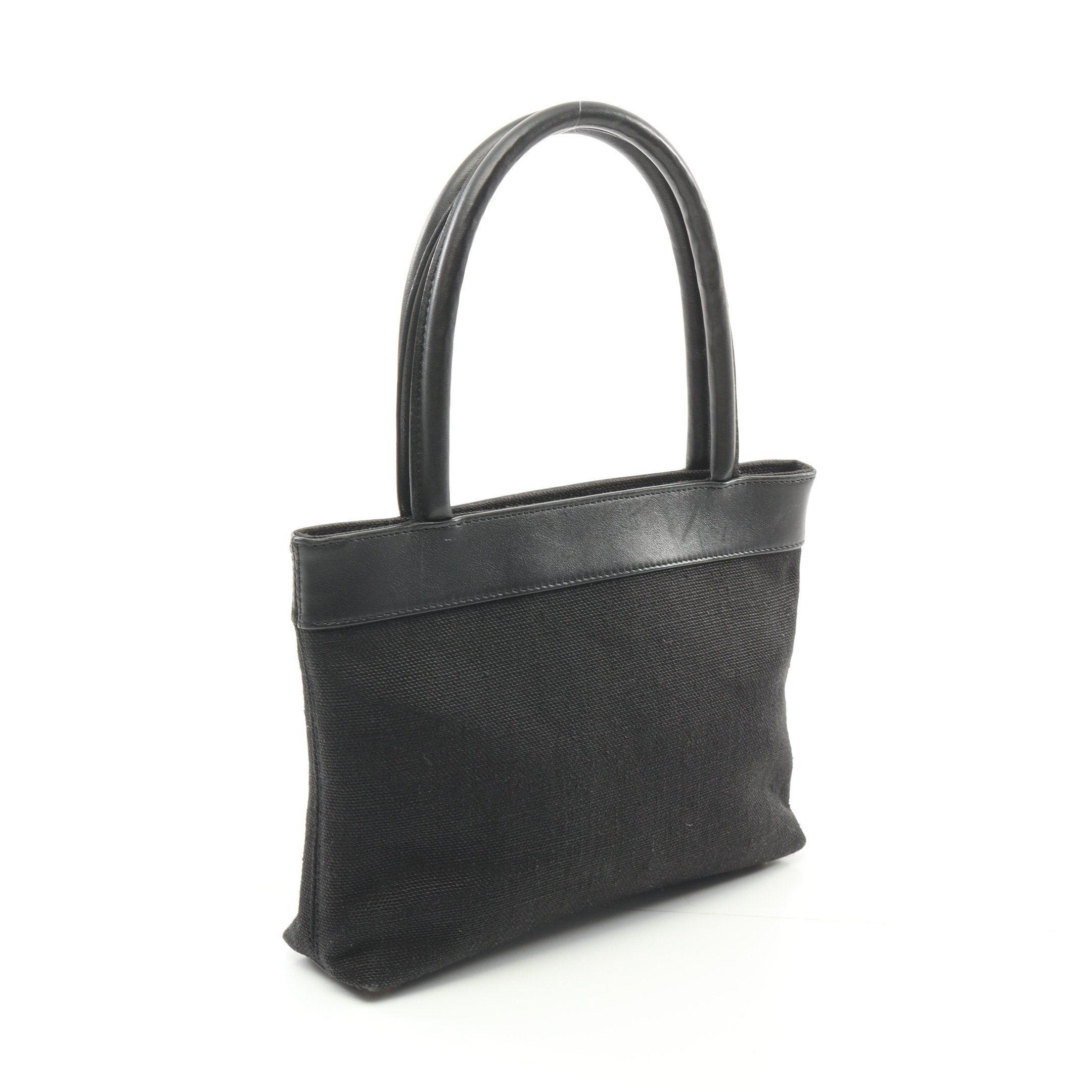Chanel Chanel Coco Mark Handbag Canvas Leather Black Gold Hardware Size ONE SIZE - 2 Thumbnail